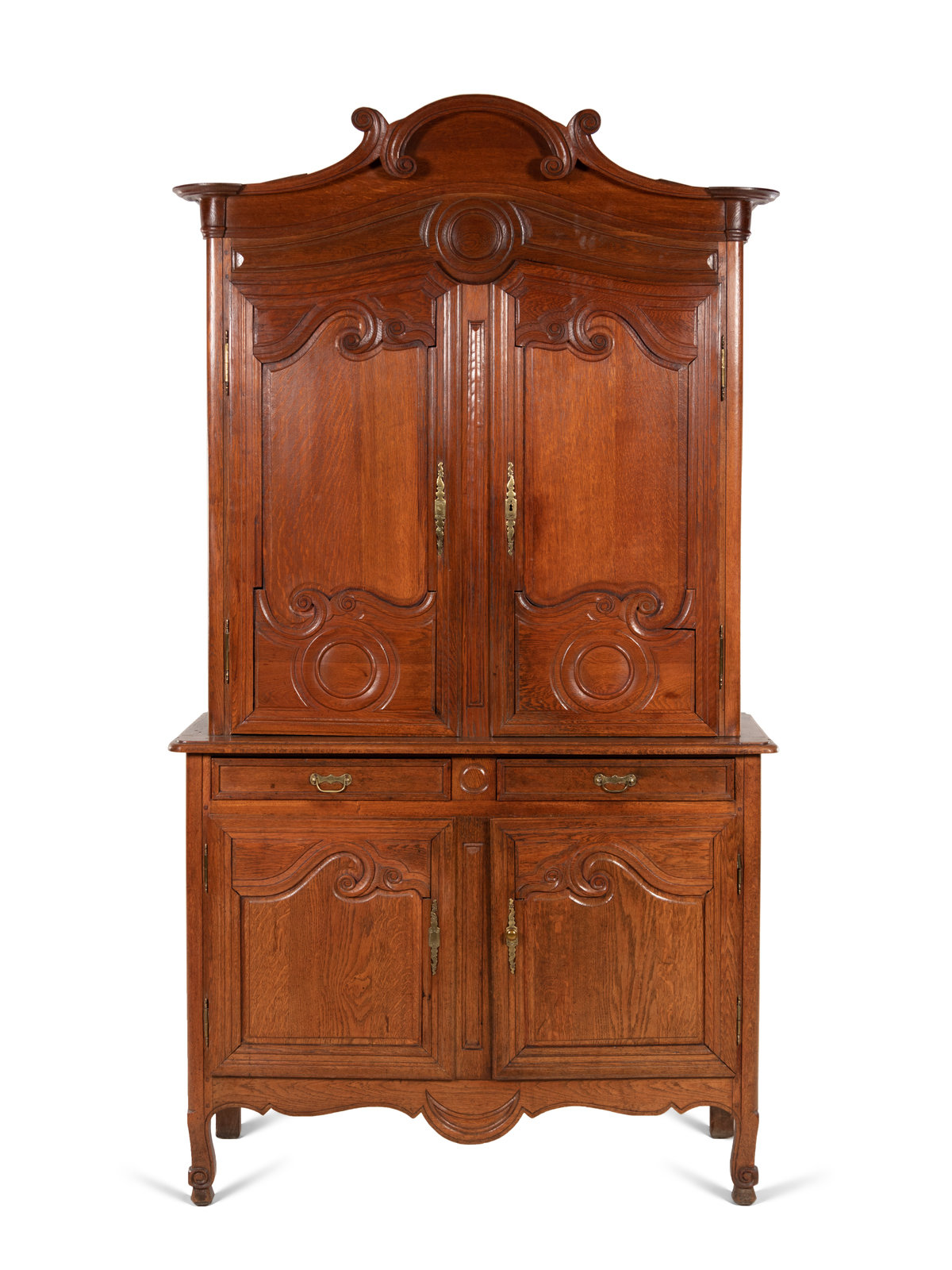 A French Provincial Oak Buffet Deux Corps Late 19th Century