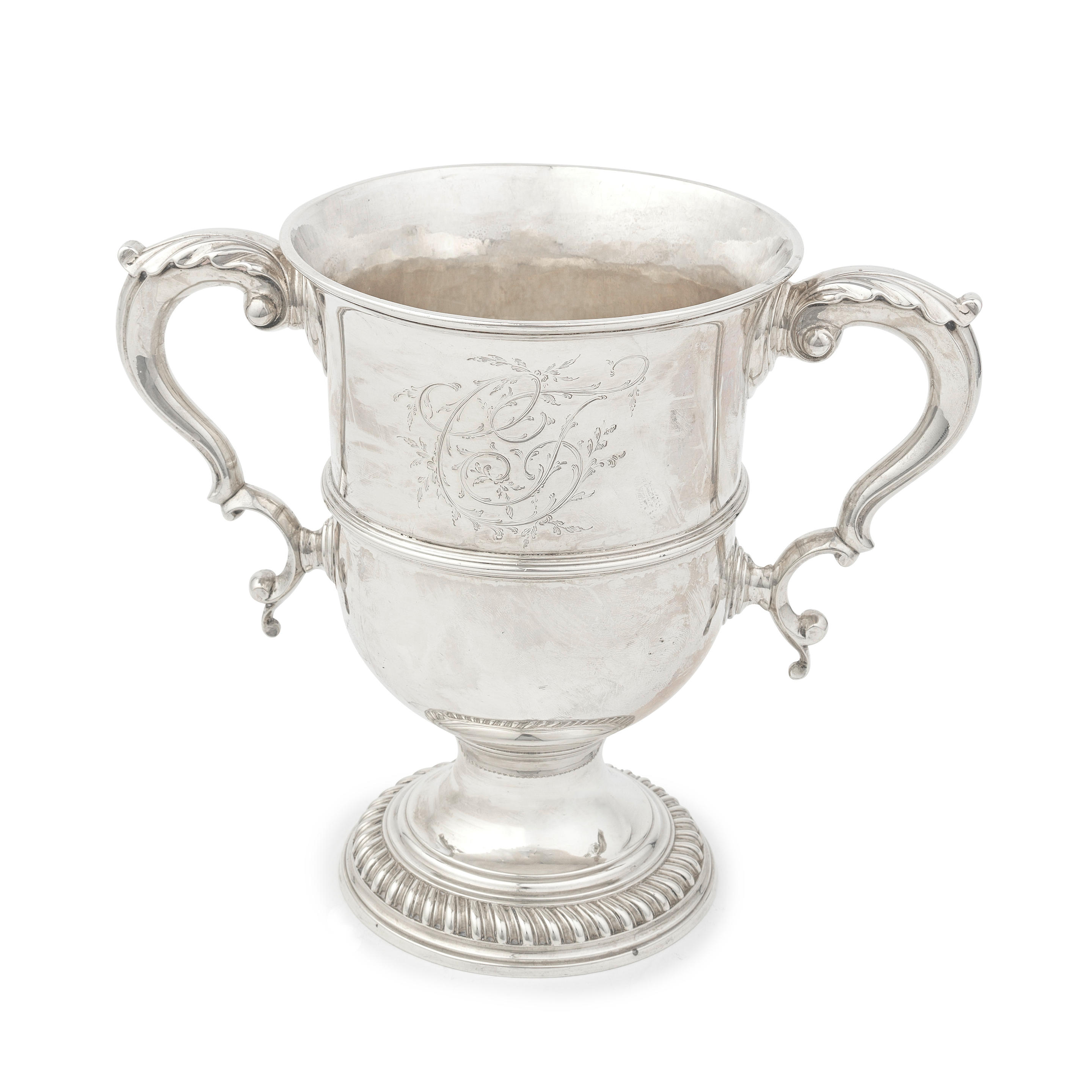 AN EARLY GEORGE III SILVER TWO HANDLED CUP William James