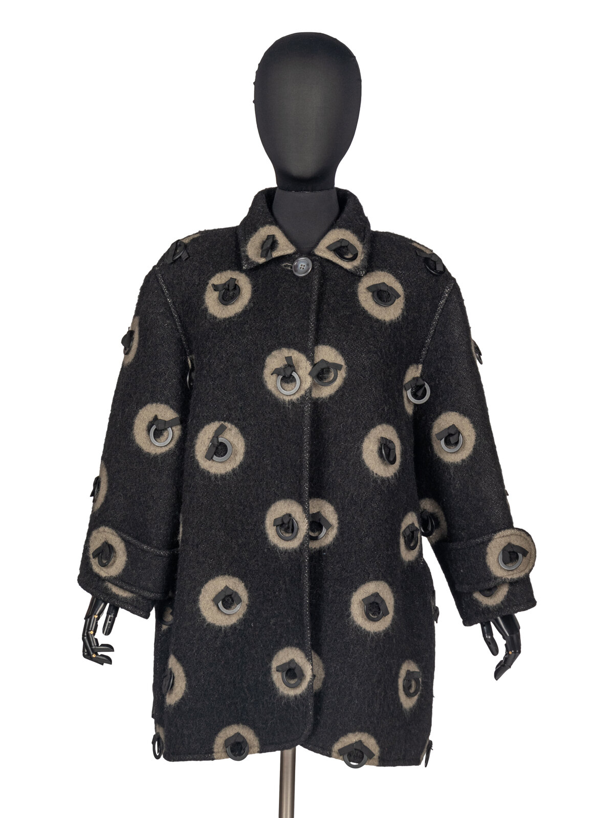 Geoffrey Beene Ring Pattern Blanket Coat Fall 1996 Featured in