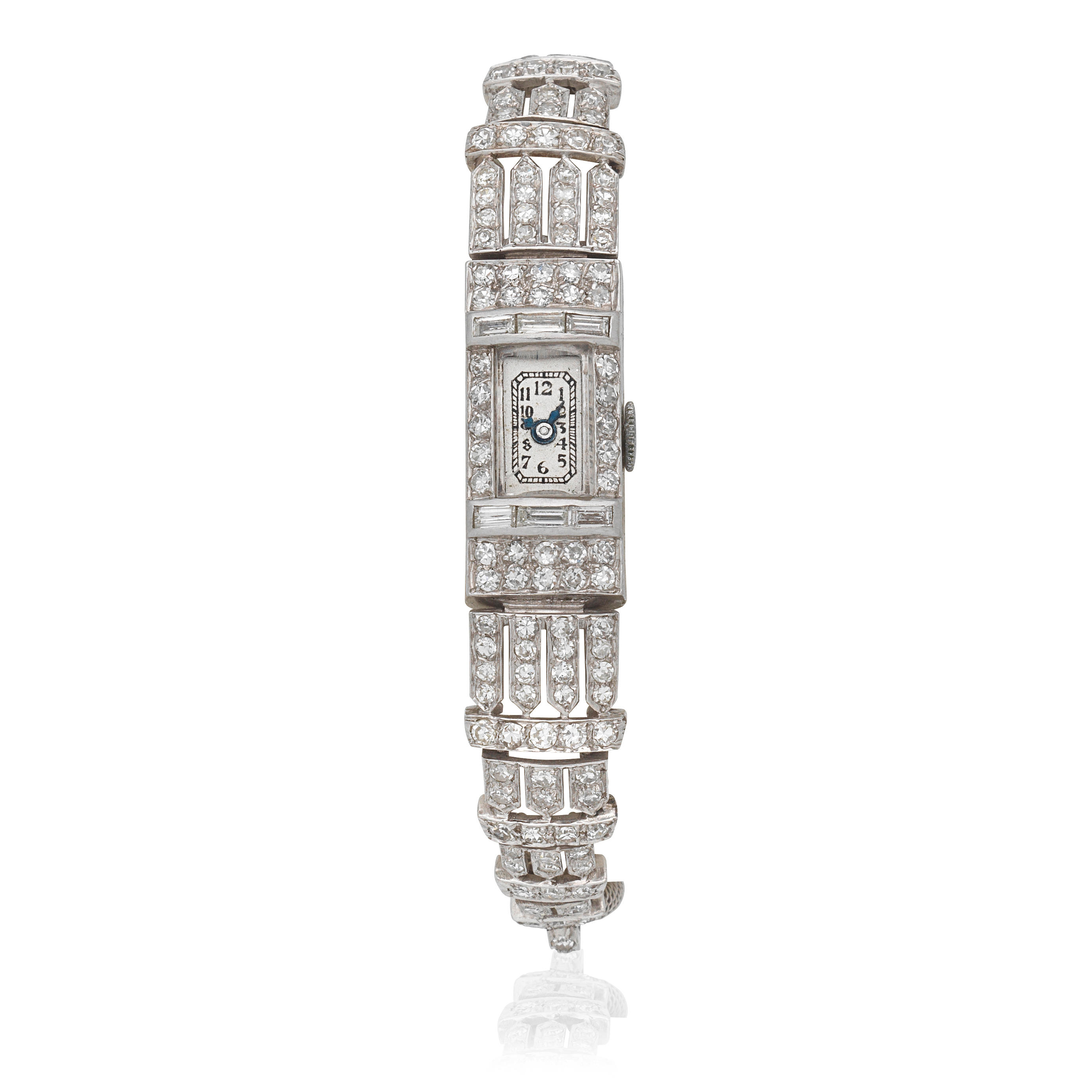 JUNEL A PLATINUM DIAMOND SET MANUAL WIND BRACELET WATCH Date
