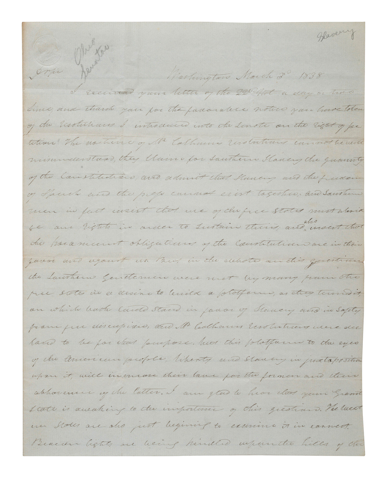 SLAVERY amp ABOLITION MORRIS Thomas 1776 1844 Autograph letter signed