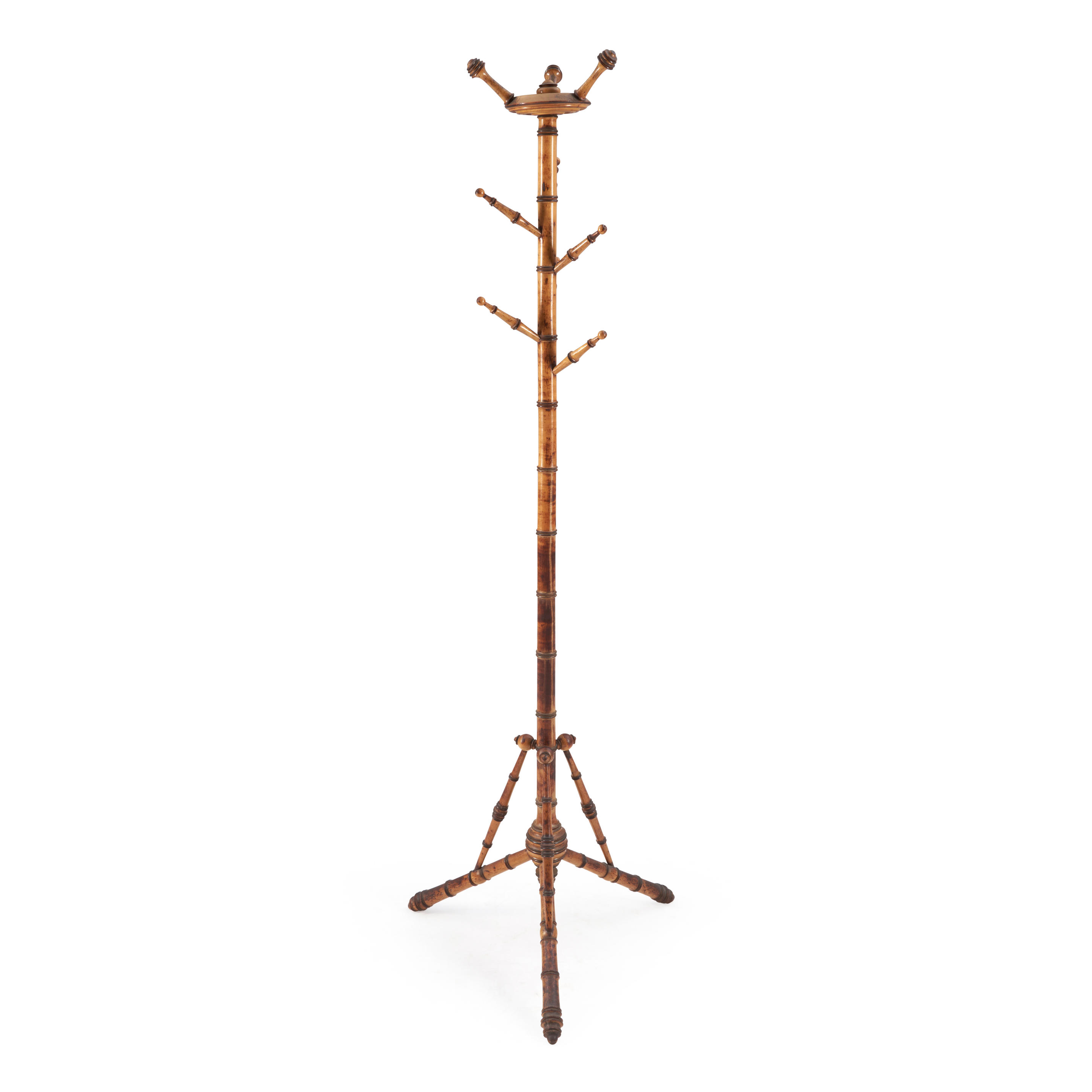 BAMBOO TURNED COAT RACK America late 19th century The hardwood