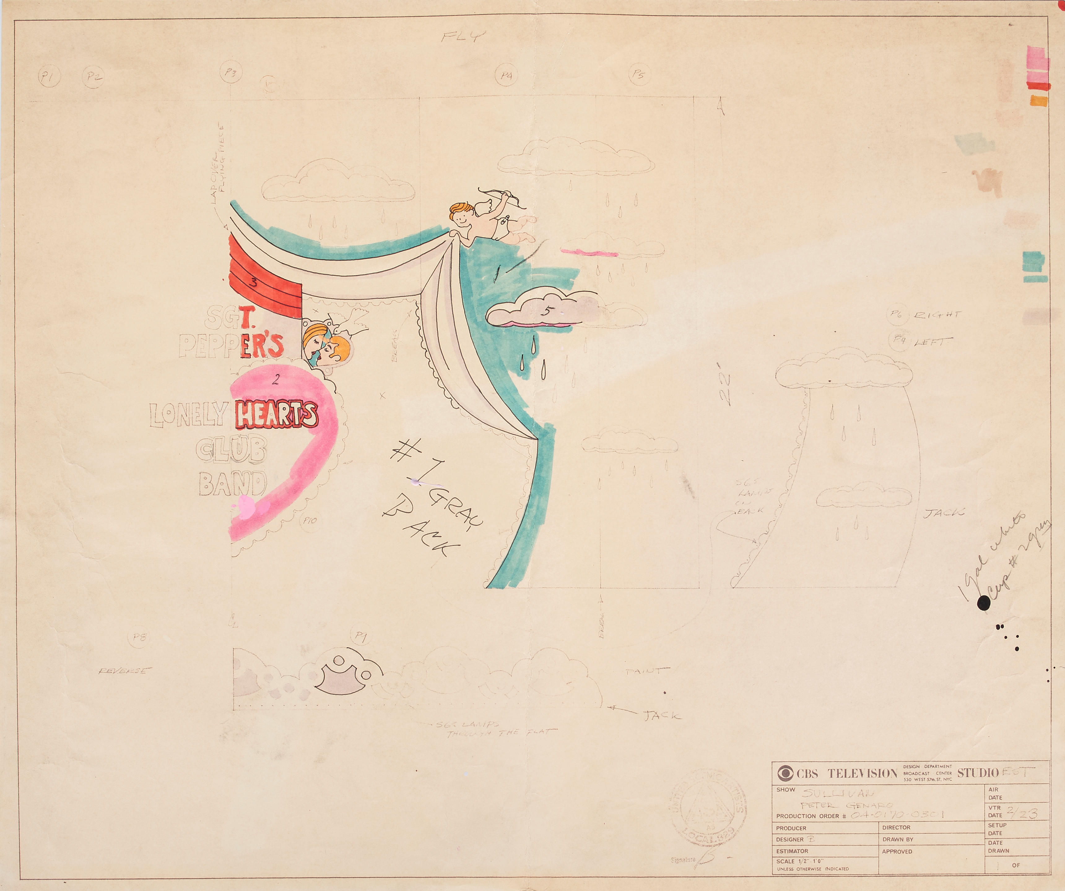 THE ED SULLIVAN SHOW TWO SET DESIGN BLUEPRINTS FOR THE
