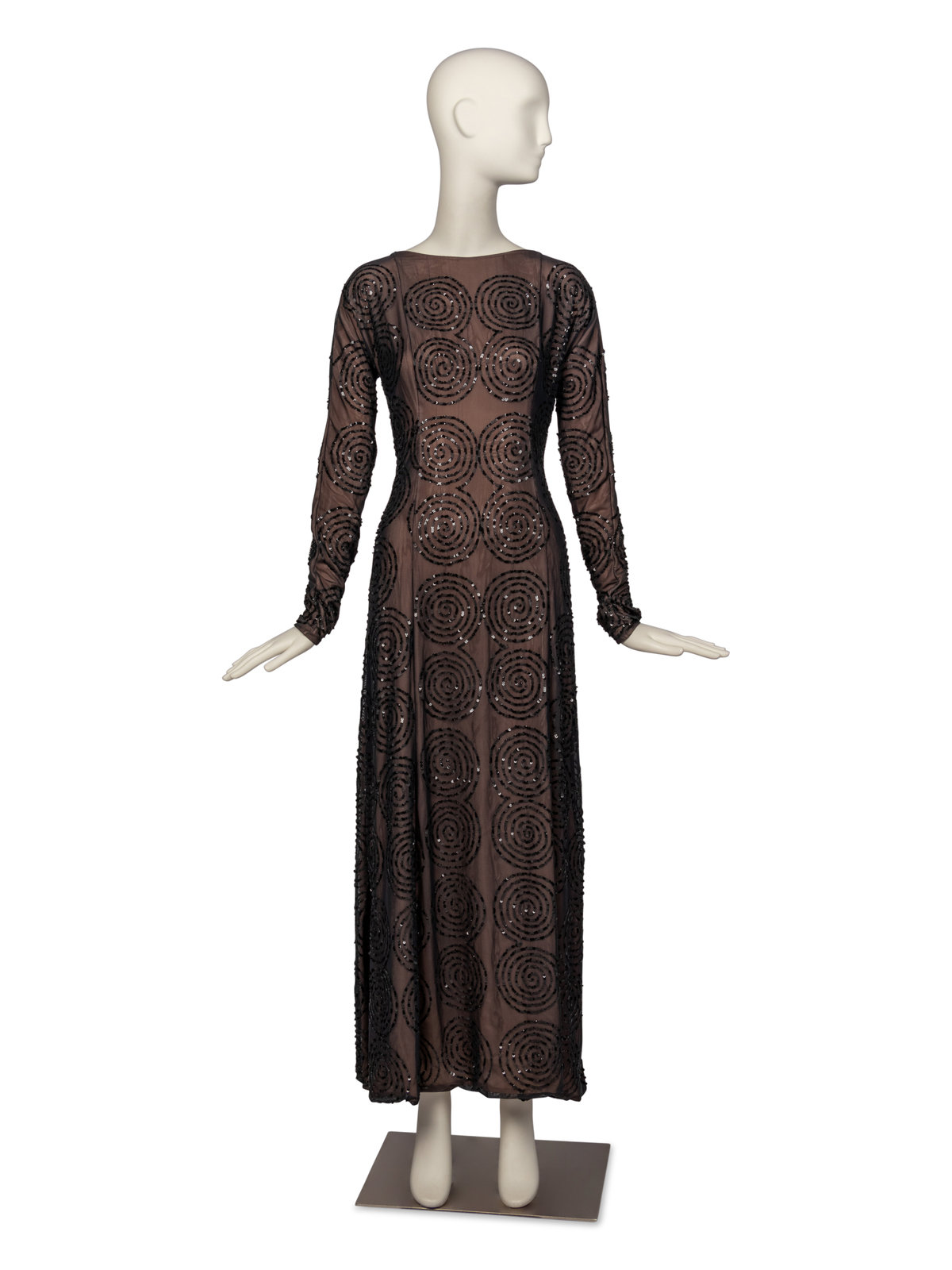 Carolina Herrera Sequined Evening Dress 2000s Long sleeve evening dress
