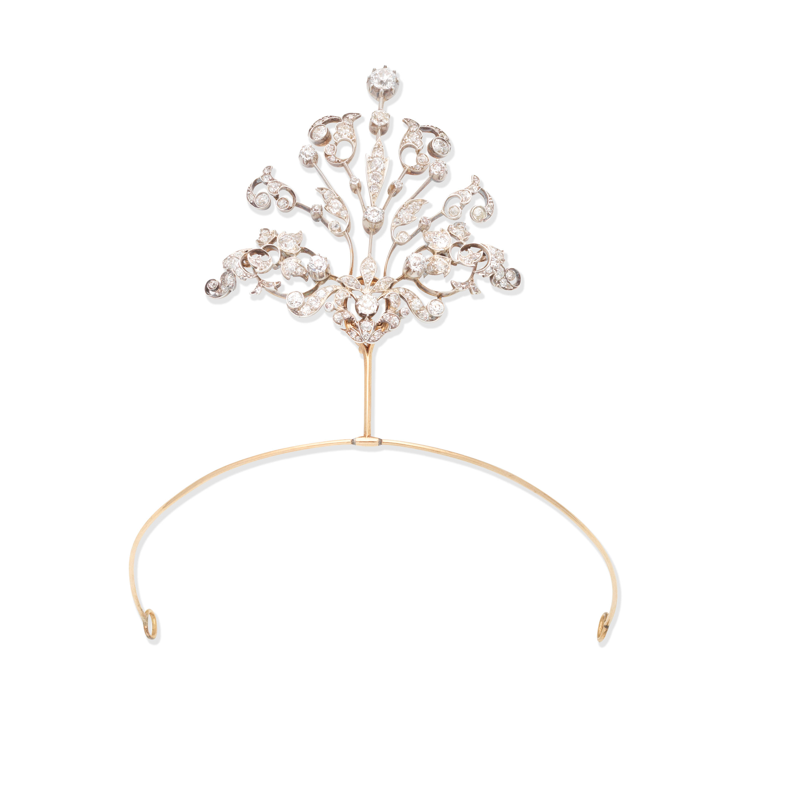 DIAMOND SET BROOCH AIGRETTE CIRCA 1900 Of scrolling foliate design