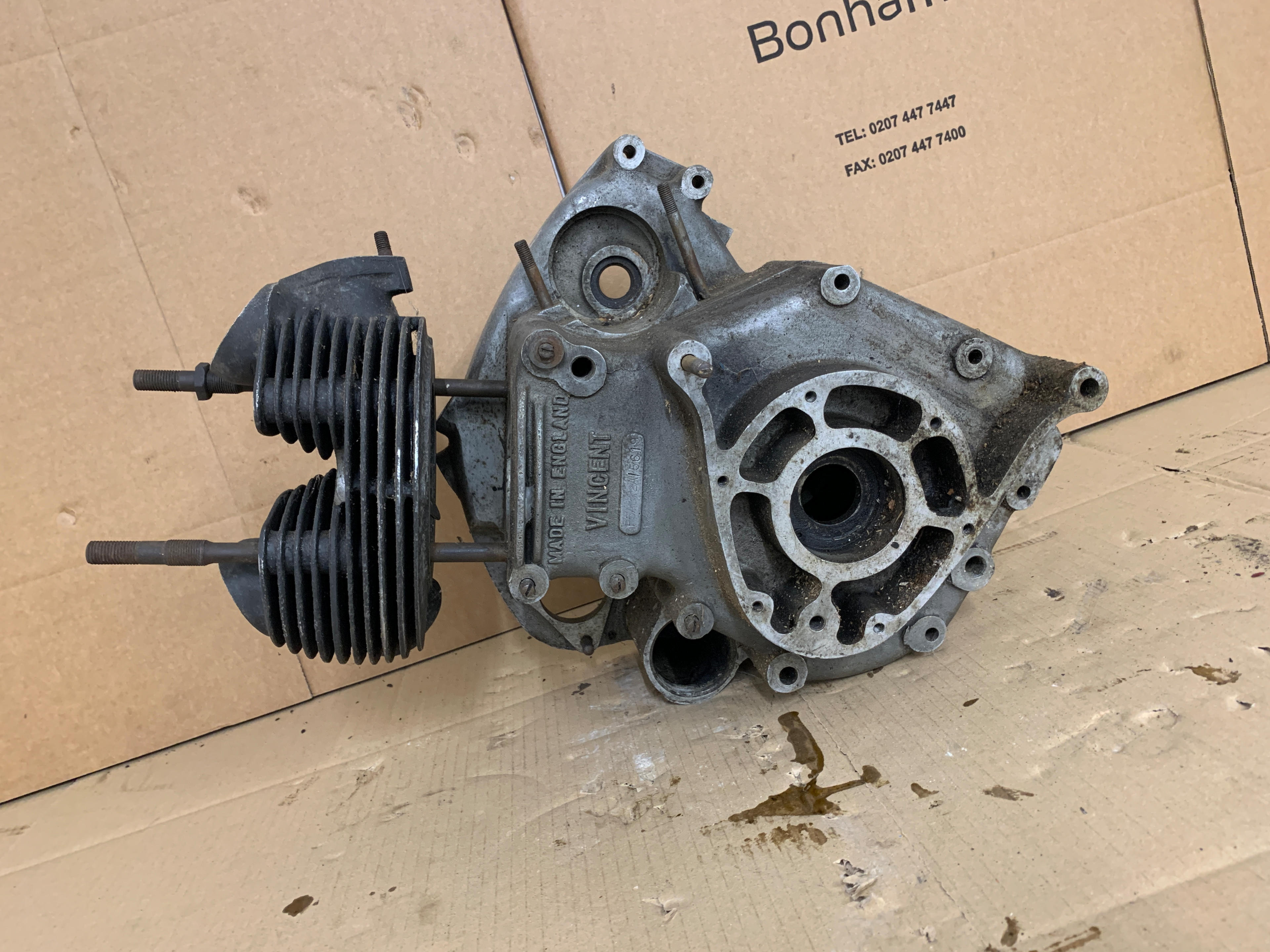 1950 VINCENT COMET ENGINE CASES numbered F5AB 2A 5619 and