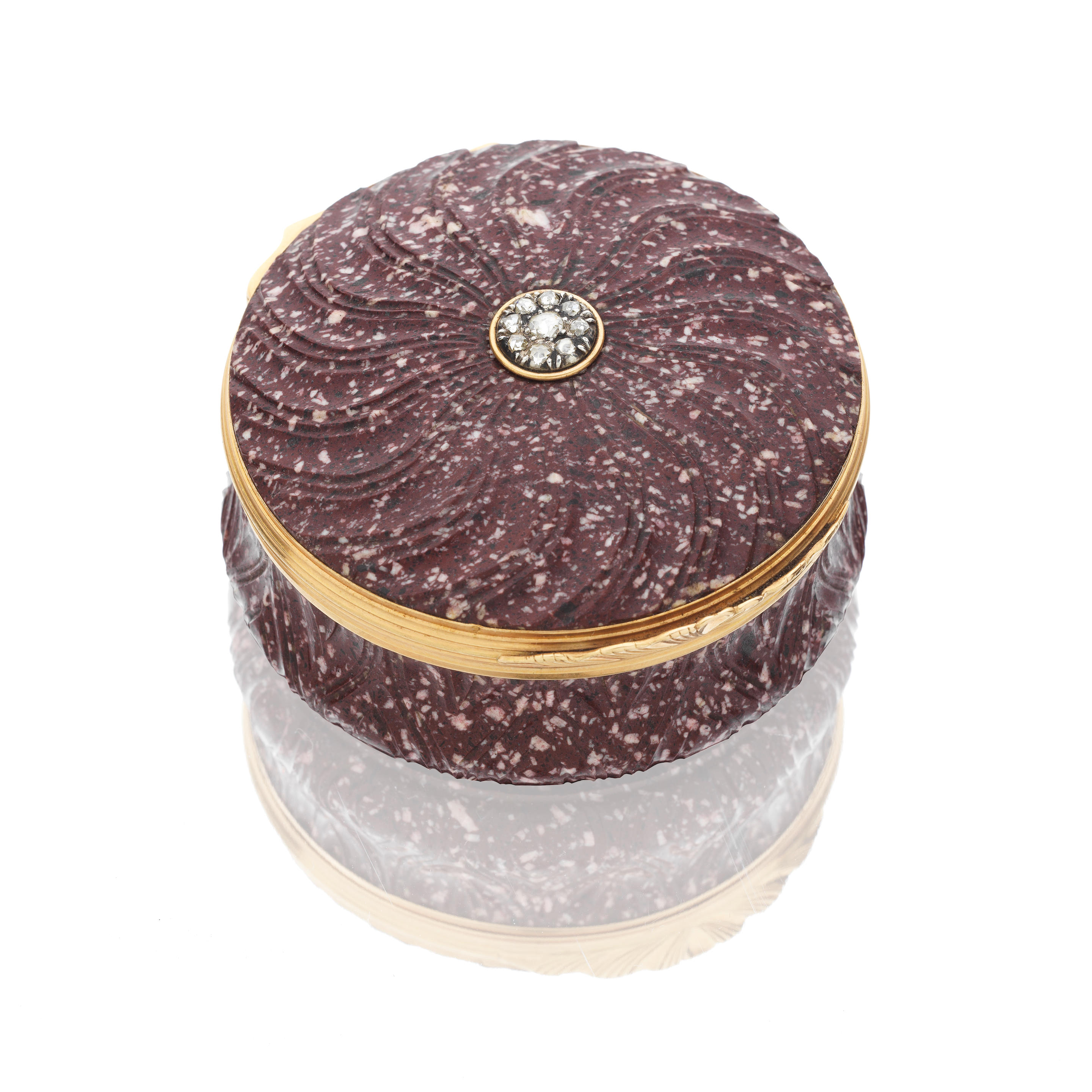 A MID 18TH CENTURY GERMAN DIAMOND SET PORPHYRY AND GOLD