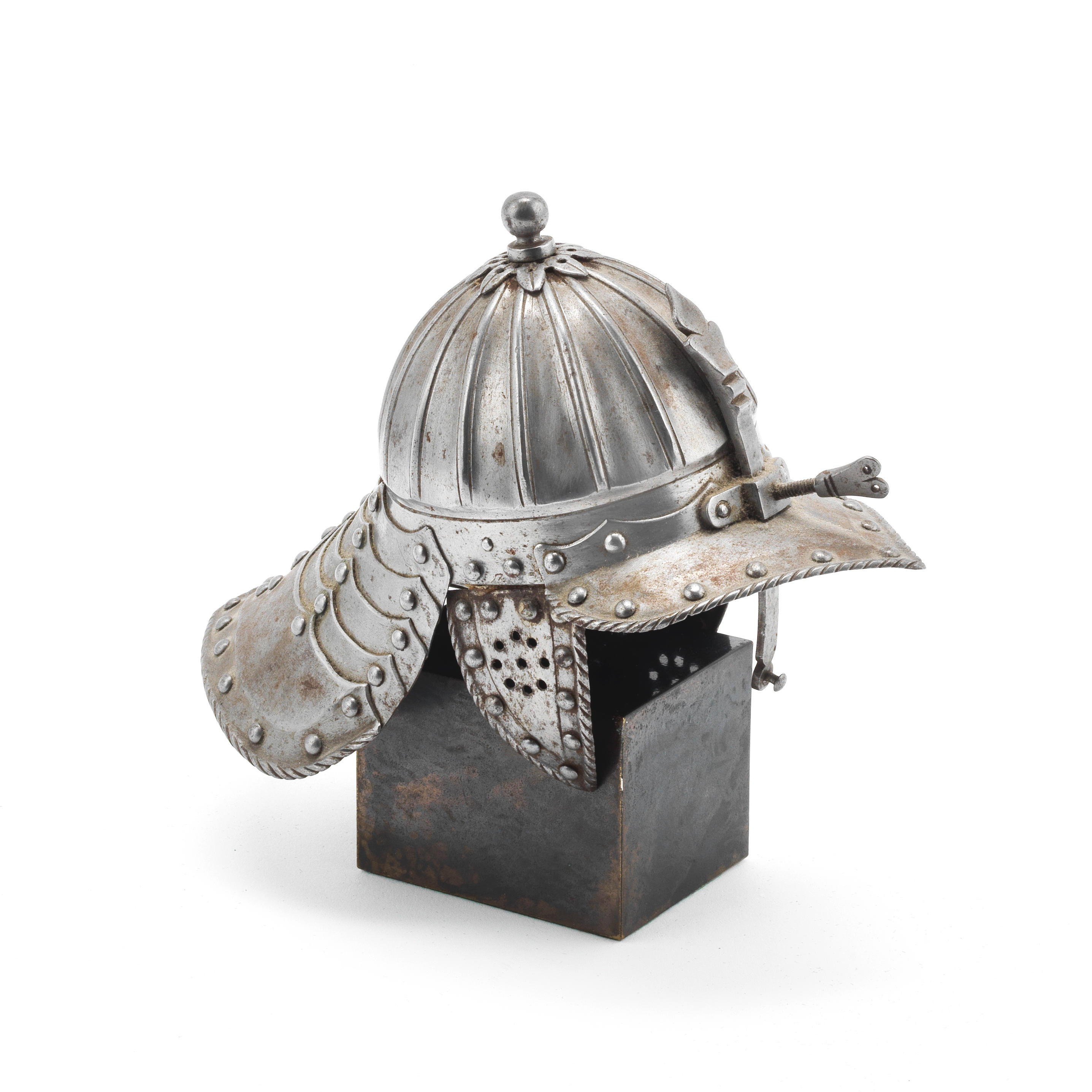 A MINIATURE COPY OF AN EAST EUROPEAN LOBSTER TAILED POT