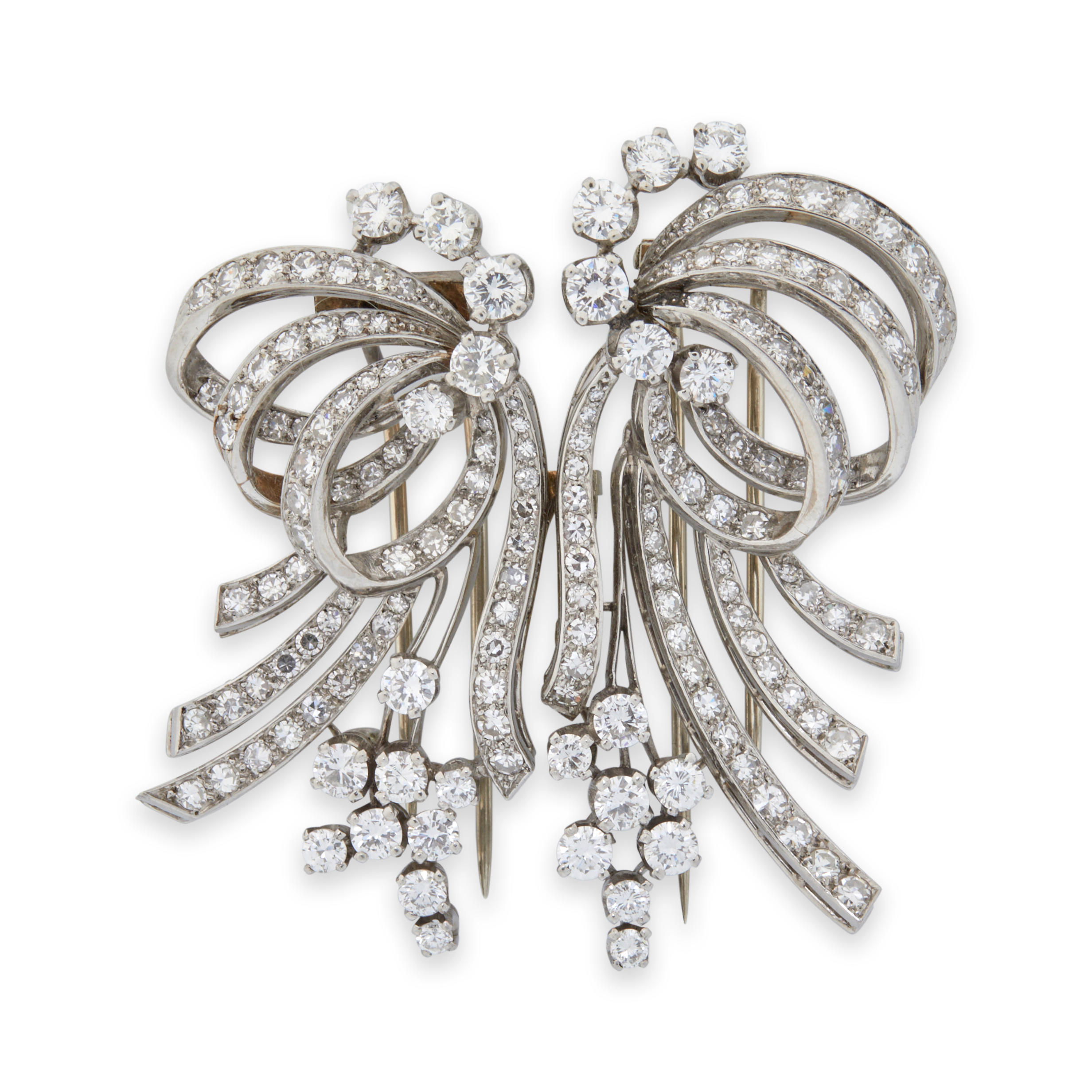A PAIR OF PLATINUM AND DIAMOND DRESS CLIPS CIRCA 1950S