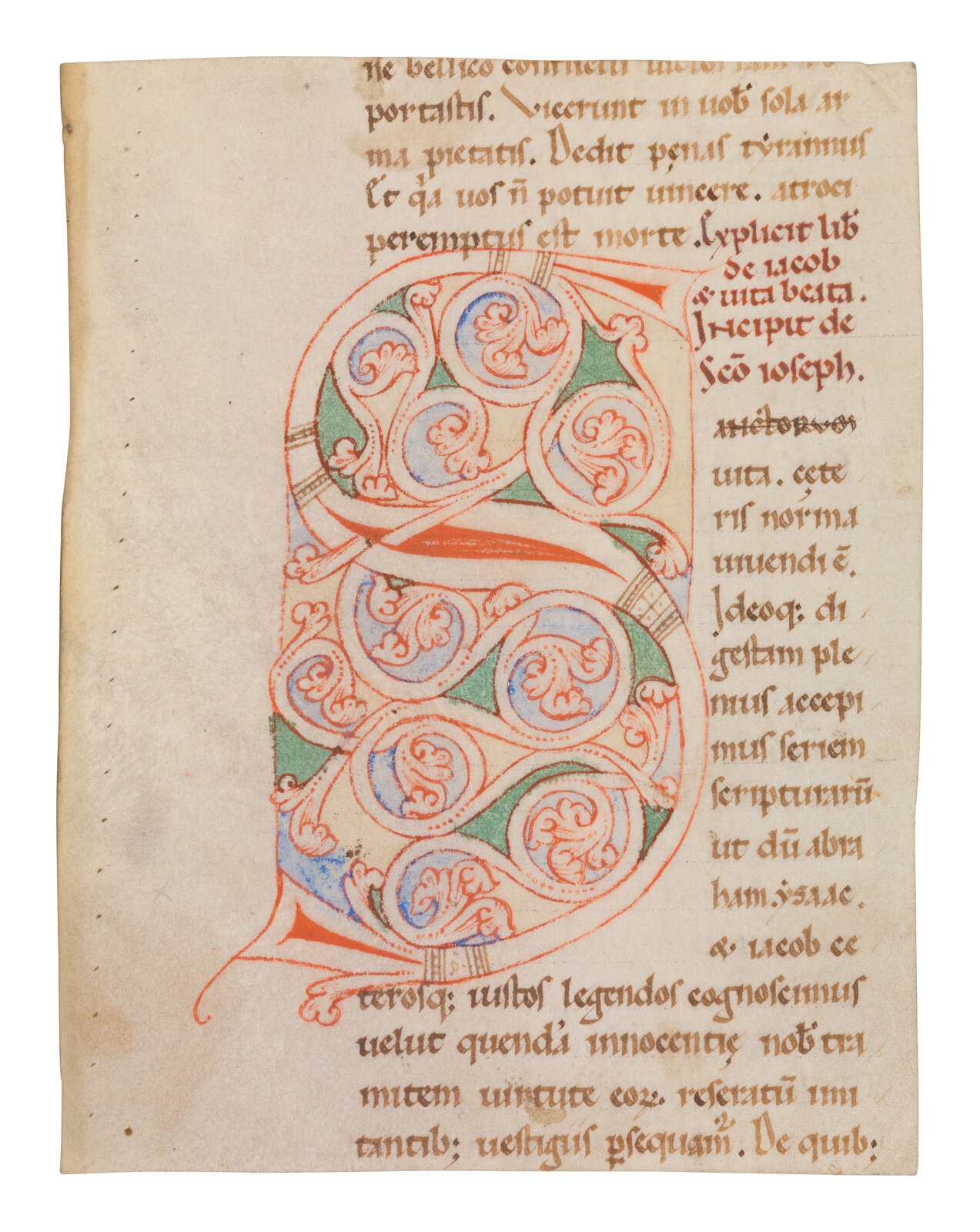 ITALIAN ROMANESQUE ARTIST Partial leaf from a De patriarchis with