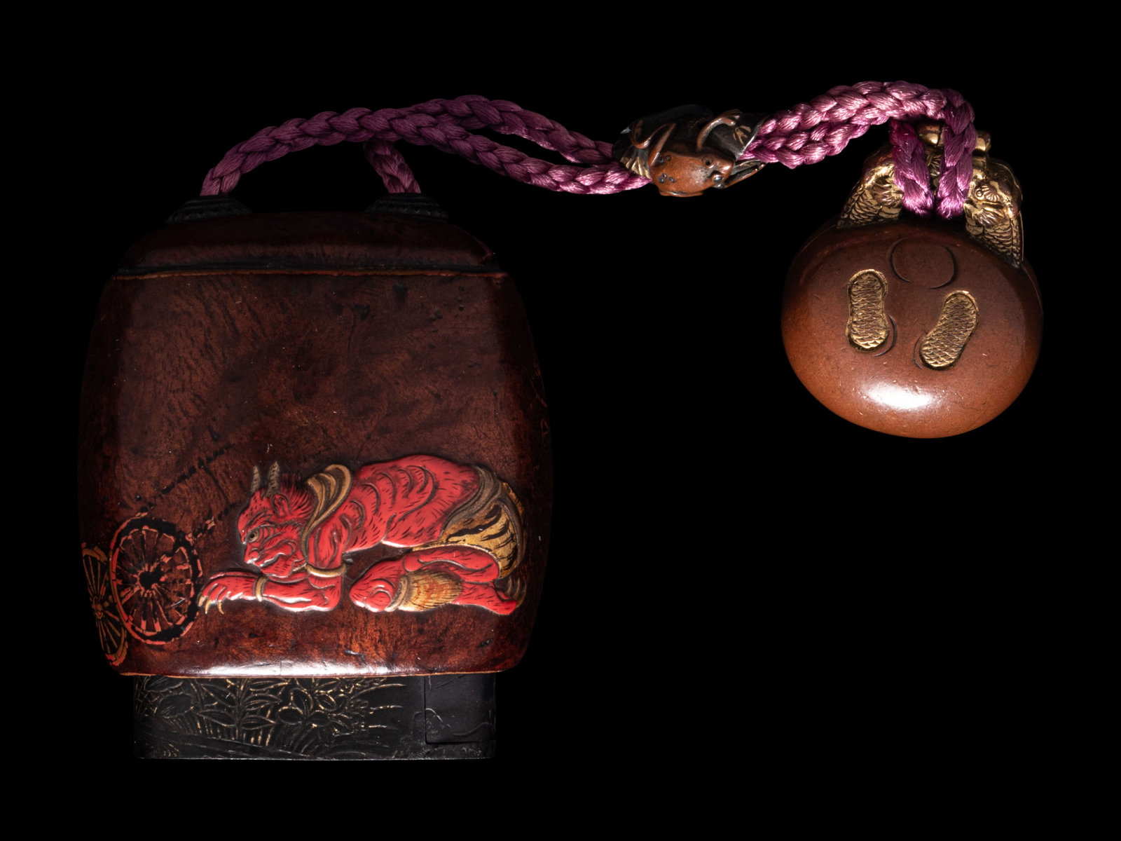 A Japanese Metal Inlaid Coconut Shell Saya Inro 19TH CENTURY