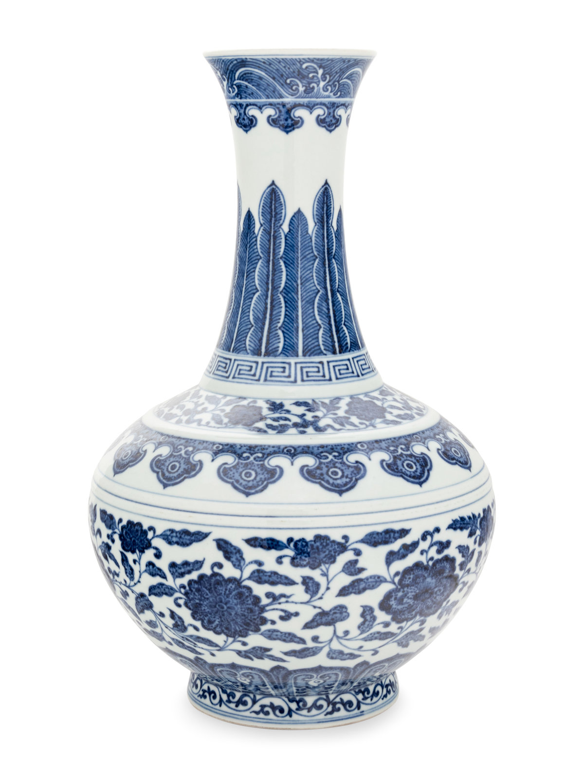 A Blue and White Porcelain Lotus Vase Shangping XIANFENG MARK