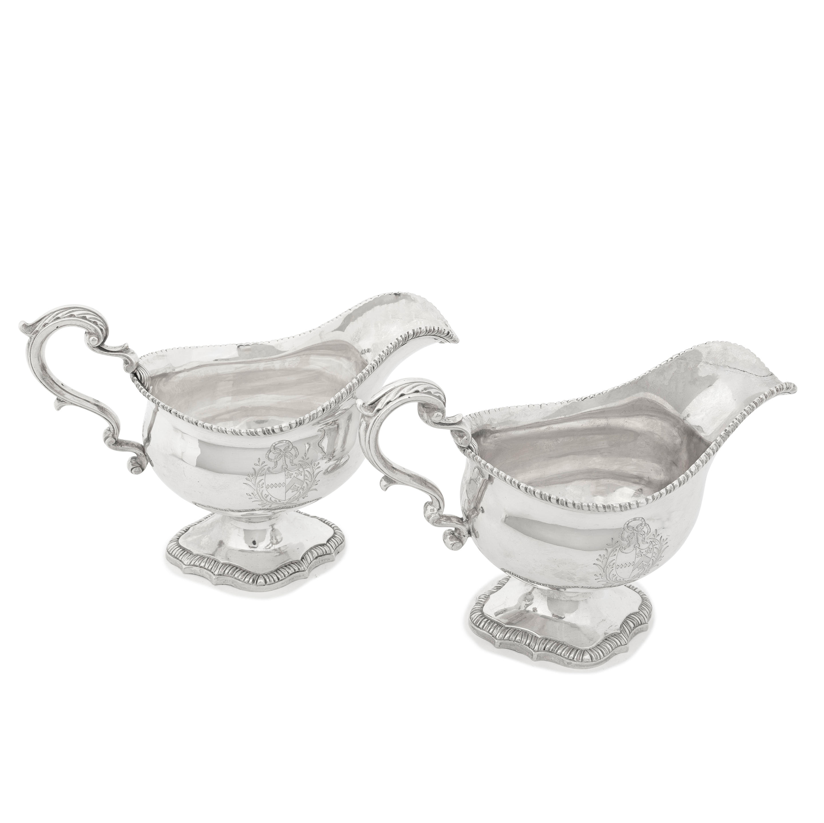 A PAIR OF GEORGE III SILVER SAUCEBOATS maker s mark