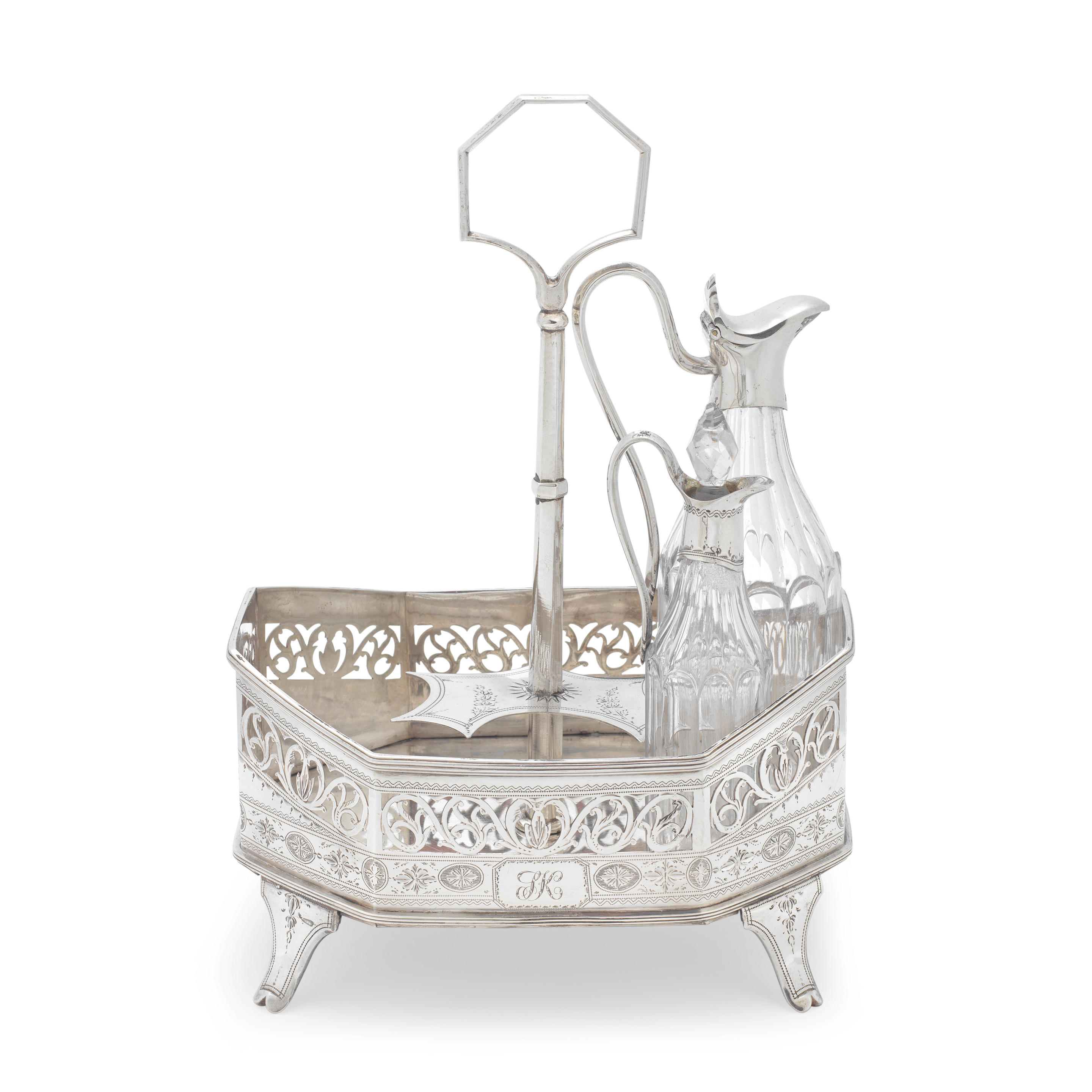 A GEORGE III SILVER CRUET FRAME Thomas Daniell London 1790