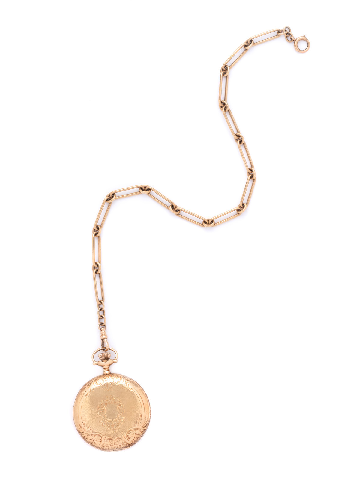 WALTHAM 14K YELLOW GOLD HUNTER CASE POCKET WATCH AND FOB