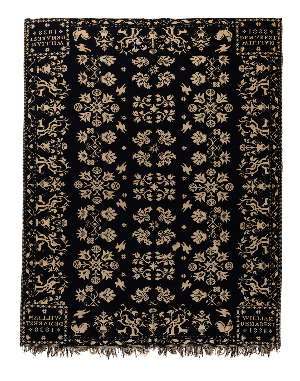 A Squirrel Rooster Dove Dog Heart and Flower Pattern Jacquard