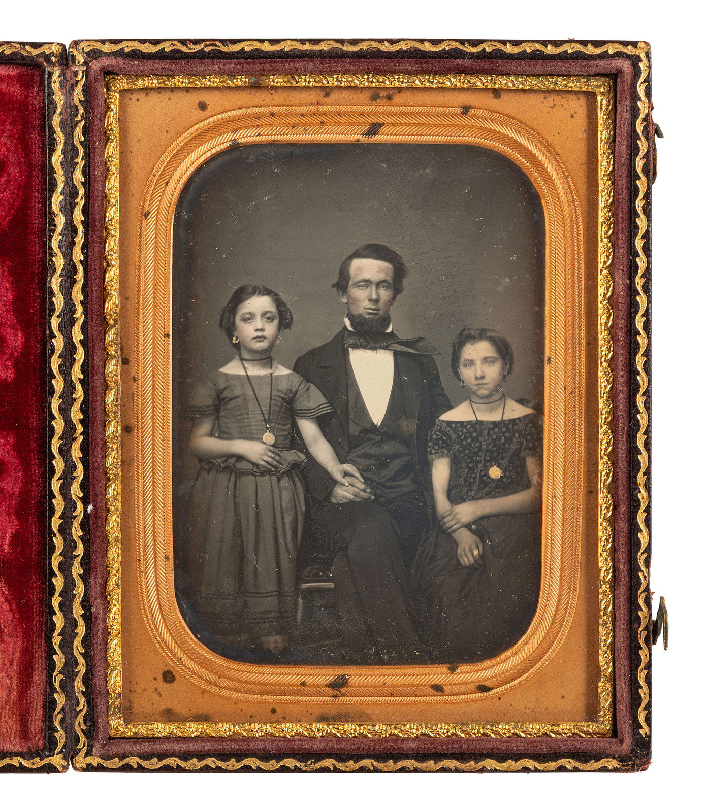 EARLY PHOT 2 daguerreotypes of attractive subjects incl father with