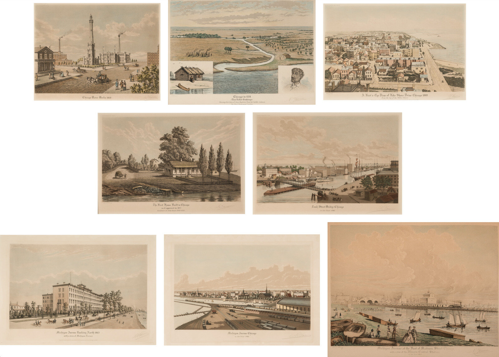 CHICAGO VARIN Raoul 1865 1943 A group of 8 engraved