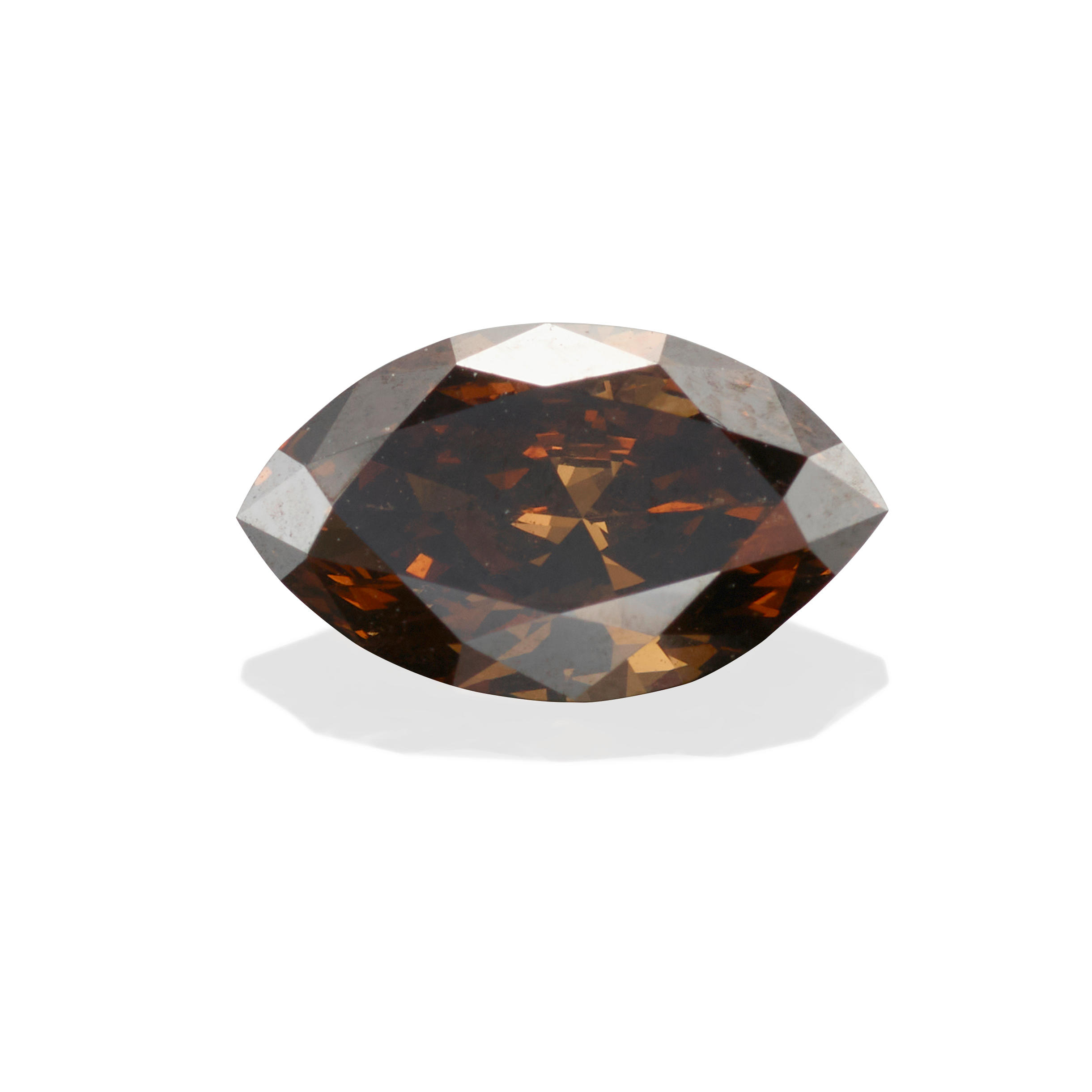 UNMOUNTED CHOCOLATE DIAMOND A marquise cut unmounted diamond exhibiting chocolate