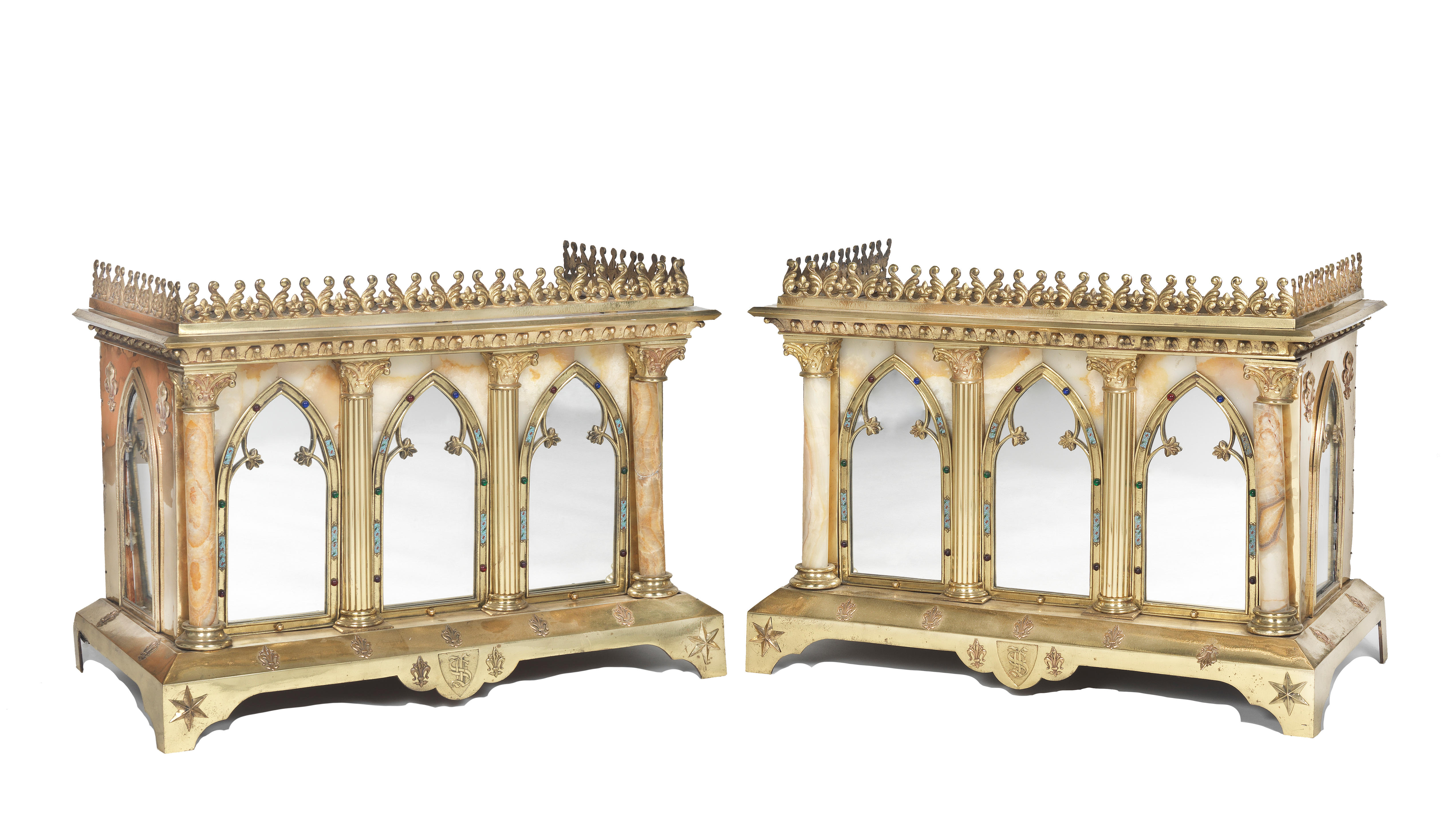 A PAIR OF UNUSUAL AND IMPRESSIVE FRENCH GILT BRONZE AND