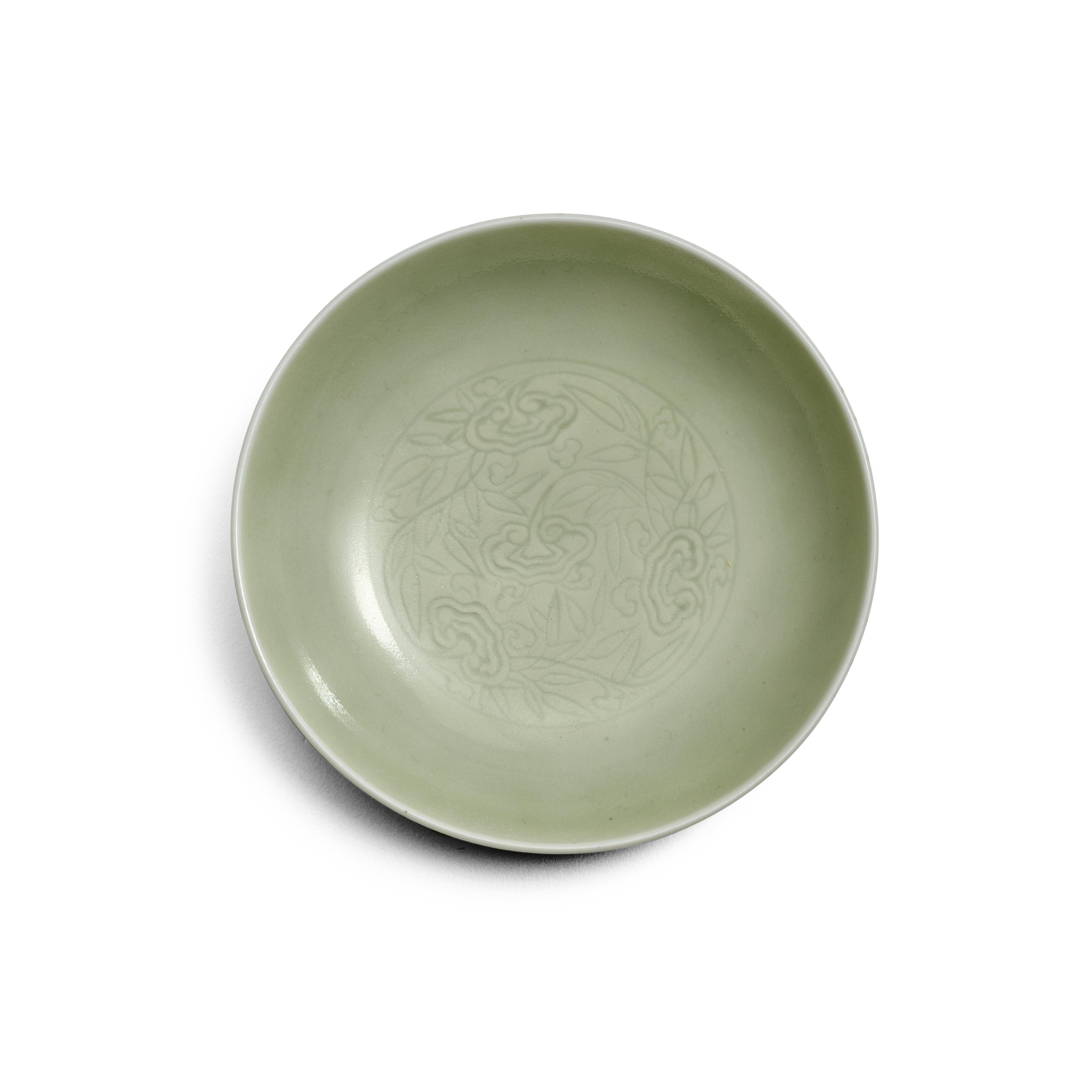 A CELADON GLAZED LINGZHI SAUCER DISH Yongzheng six character mark