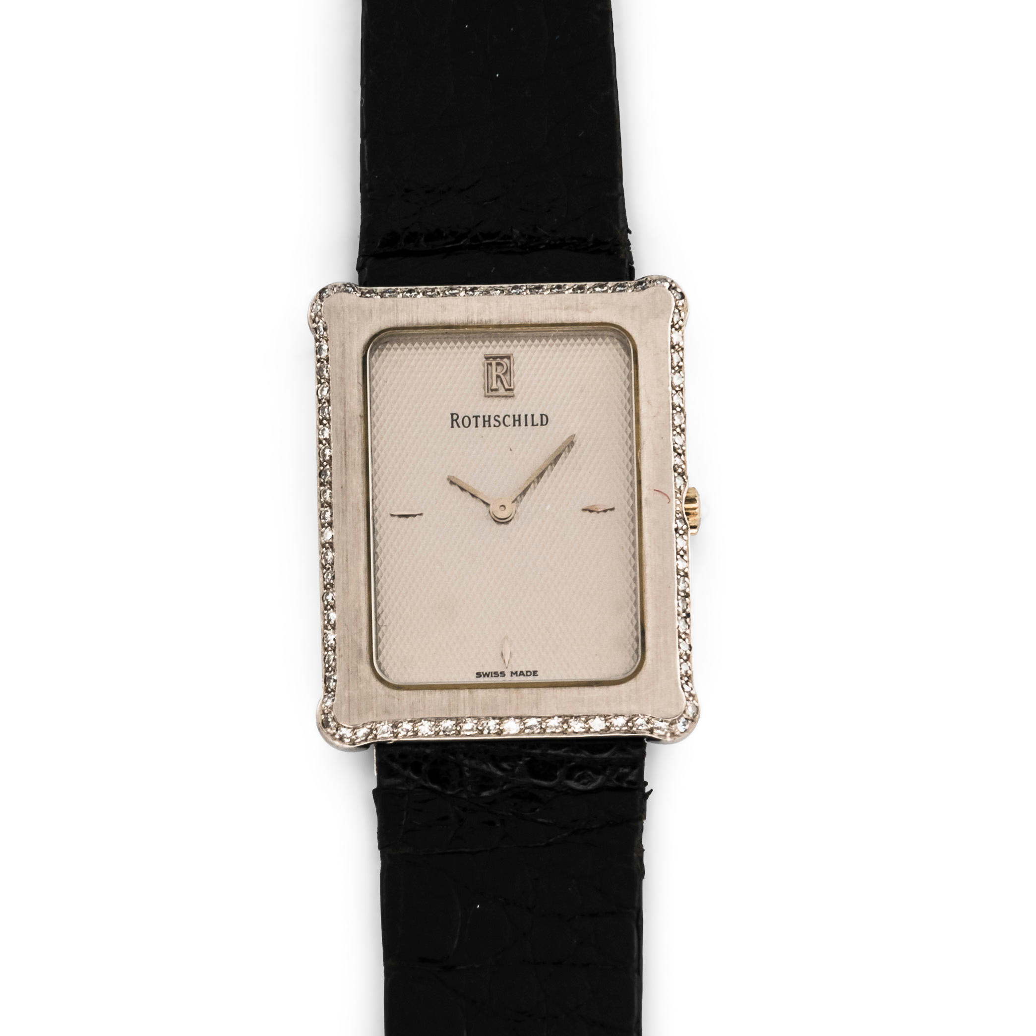 18KT PLATINUM AND DIAMOND ROTHSCHILD WRISTWATCH Movement 3 jewel quartz