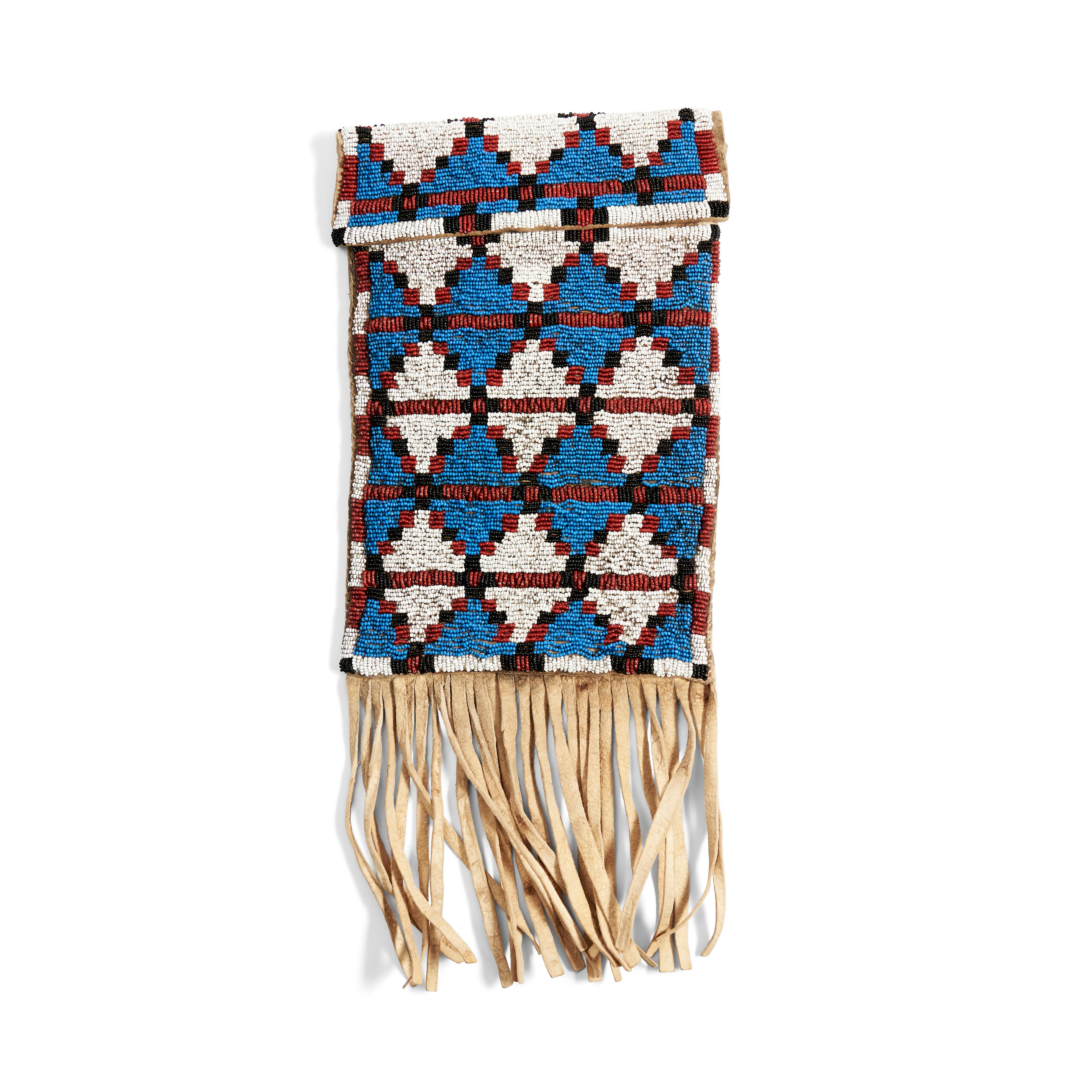 A NIITSITAPI BLACKFEET BEADED HIDE BAG Fully beaded on the