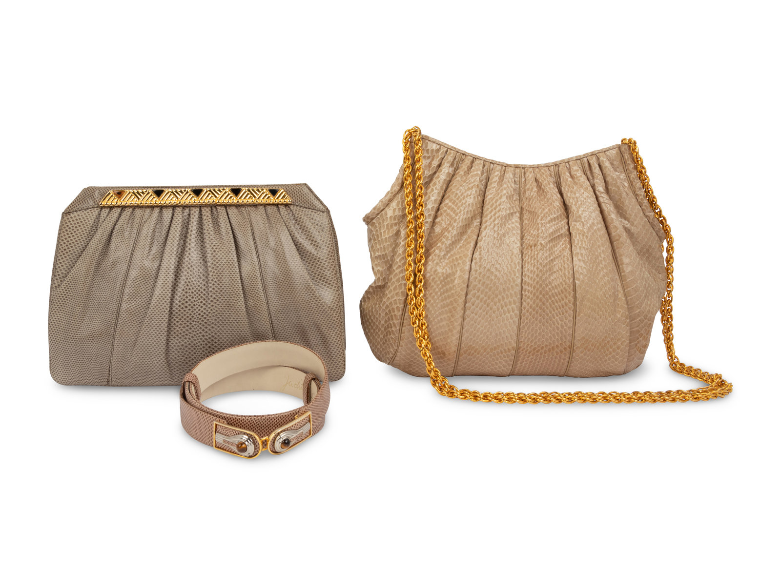 Three Judith Leiber Items One Belt Two Bags 1980s This