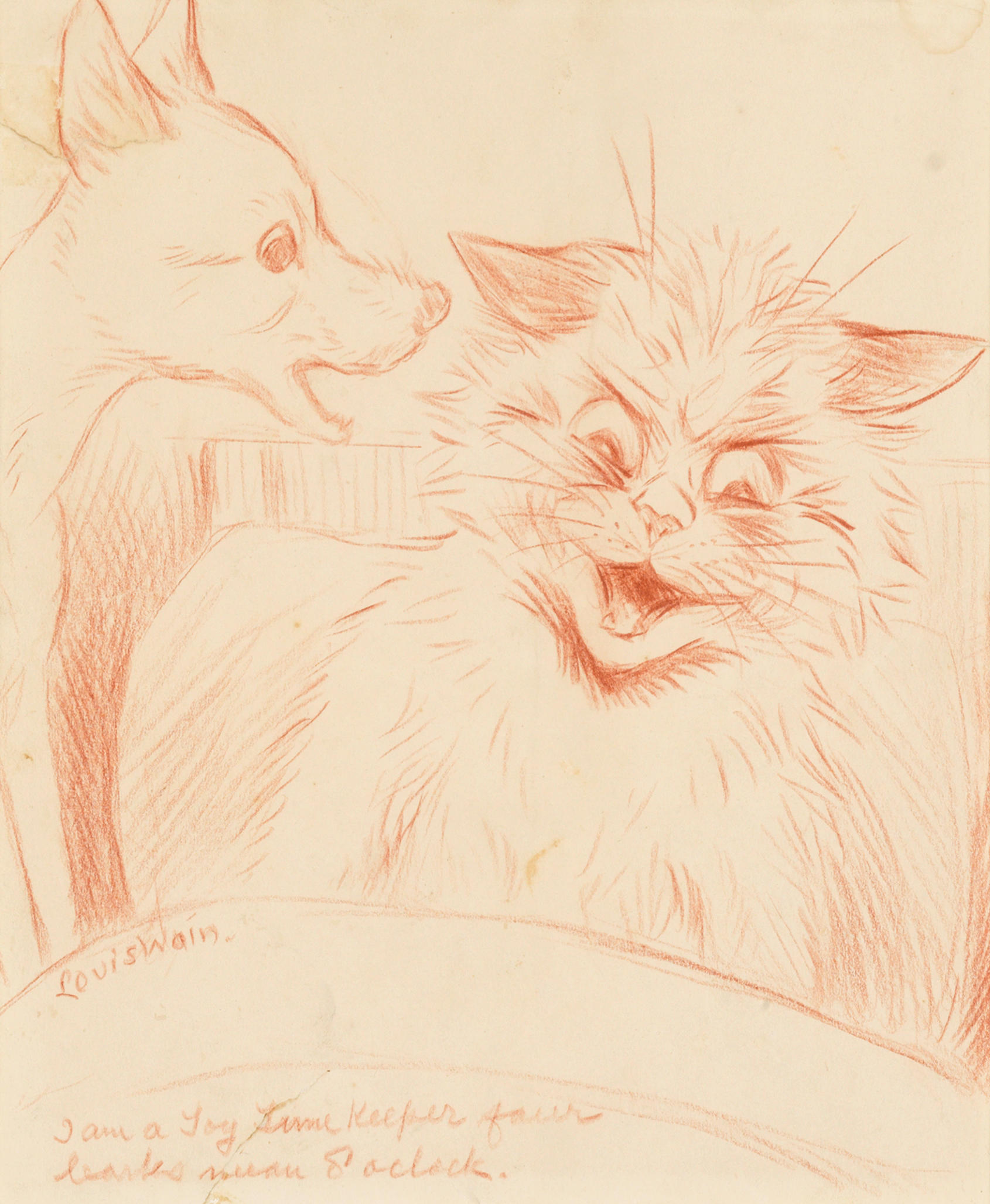 LOUIS WILLIAM WAIN BRITISH 1860 1939 Cat and Dog signed