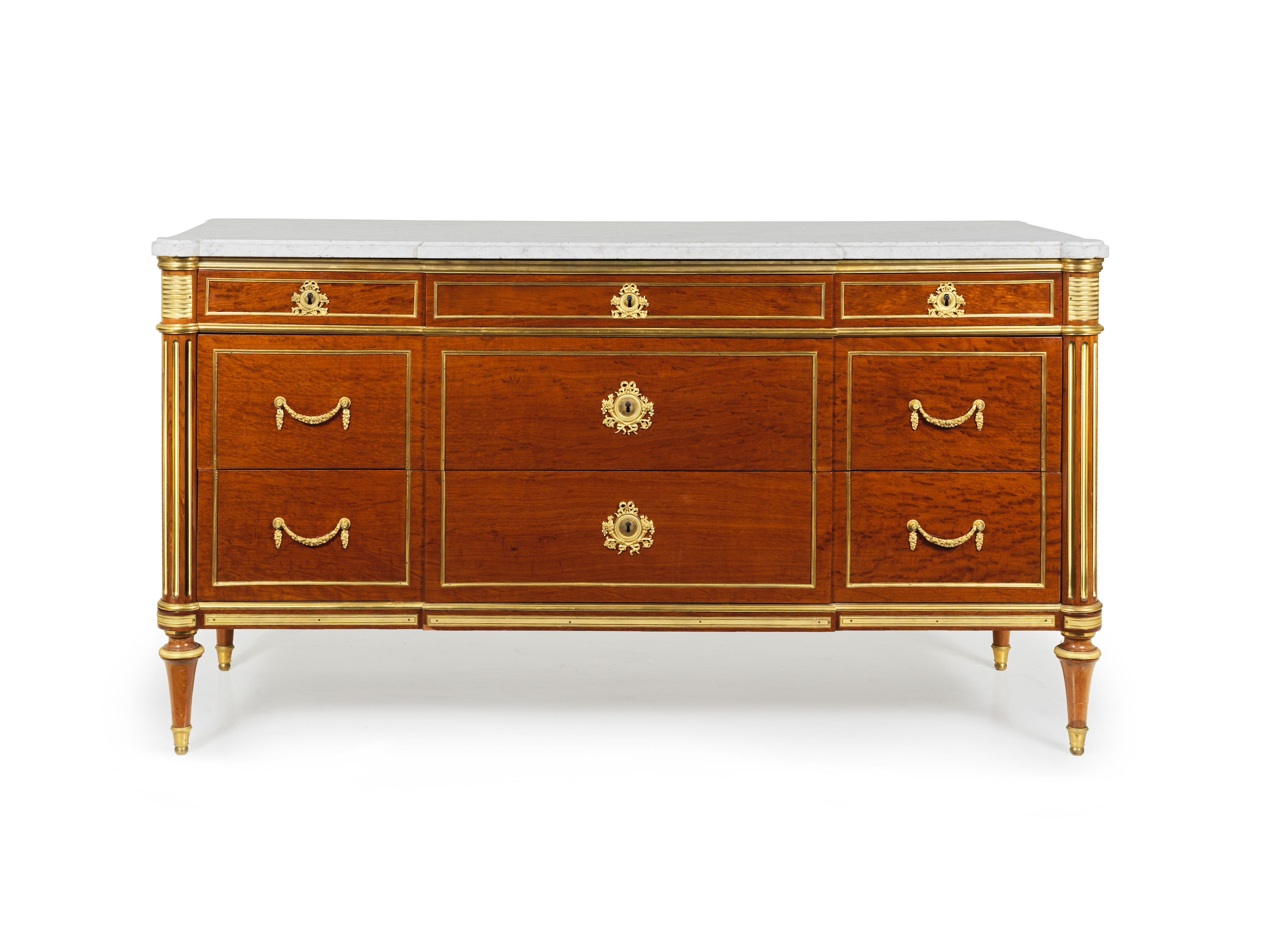 GRANDE COMMODE RESSAUT D POQUE LOUIS XVI EN ACAJOU ET