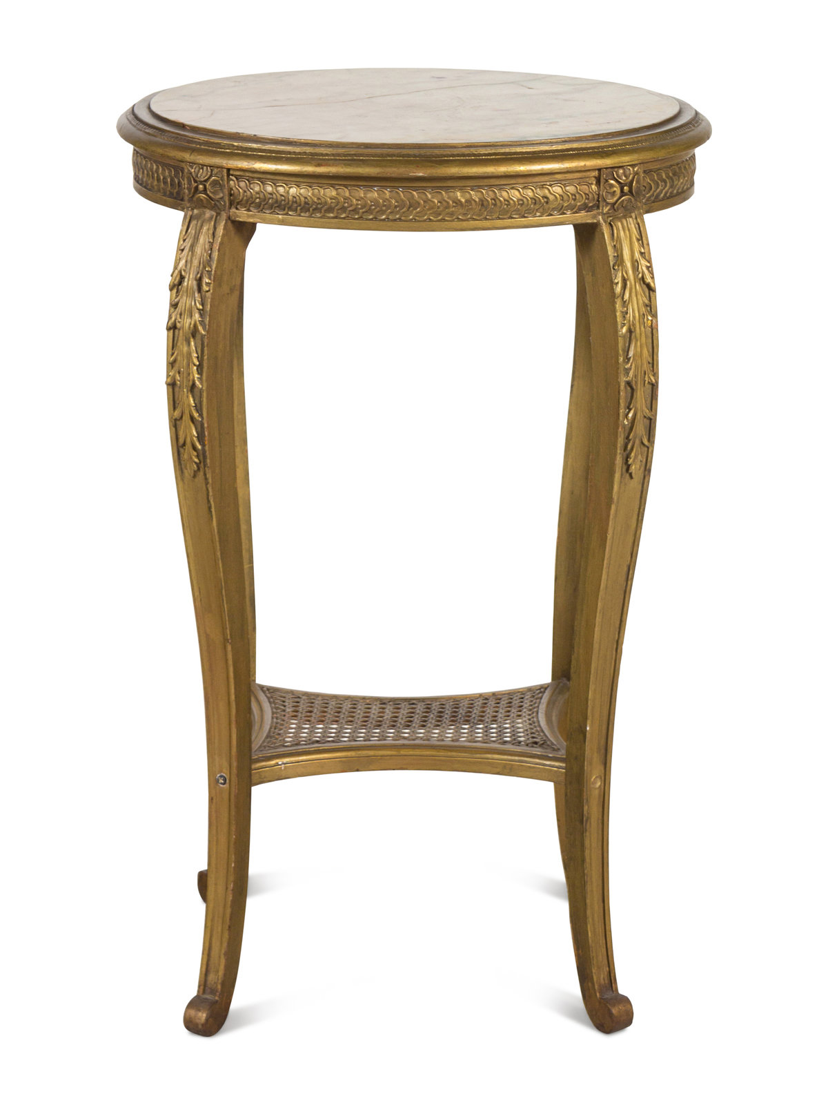 A Louis XV Style Giltwood Marble Top Side Table Early