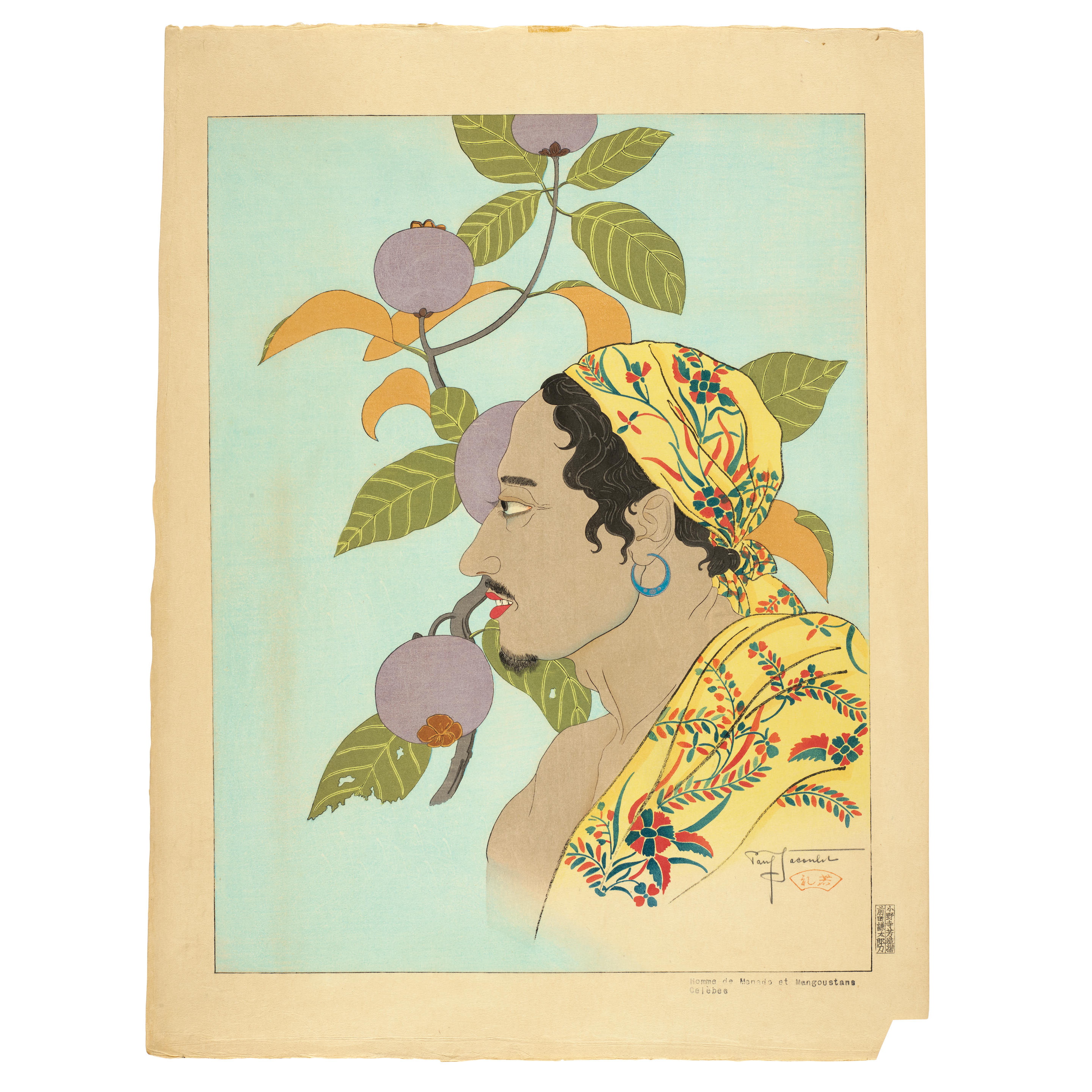 PAUL JACOULET 1902 1960 Three Oversized Woodblock Prints Showa era