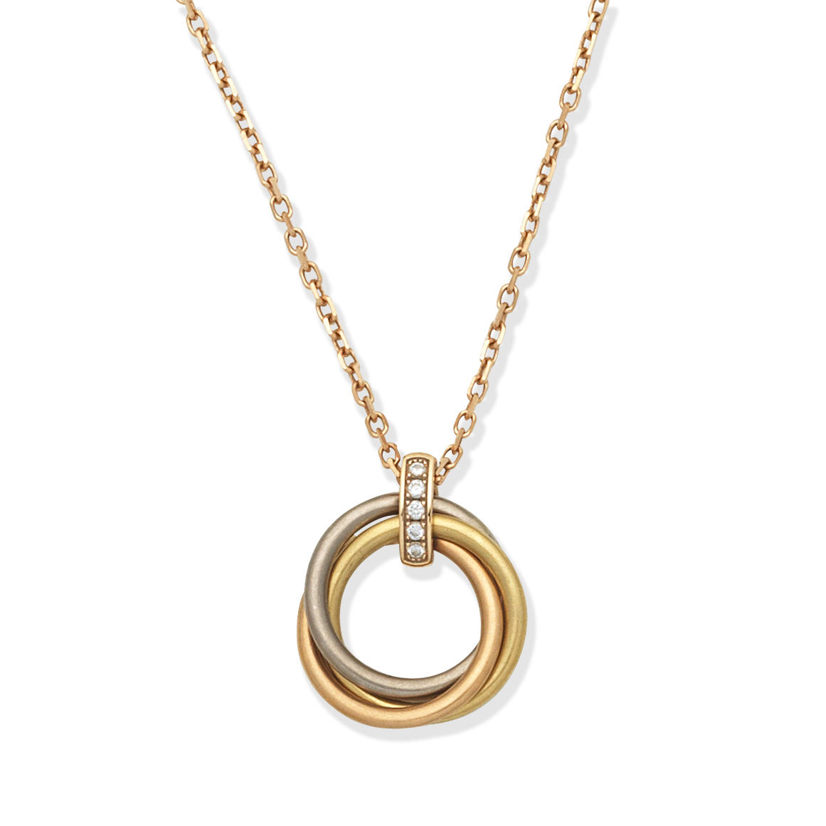 CARTIER TRINITY PENDANT NECKLACE Designed as three interlocking 18 carat