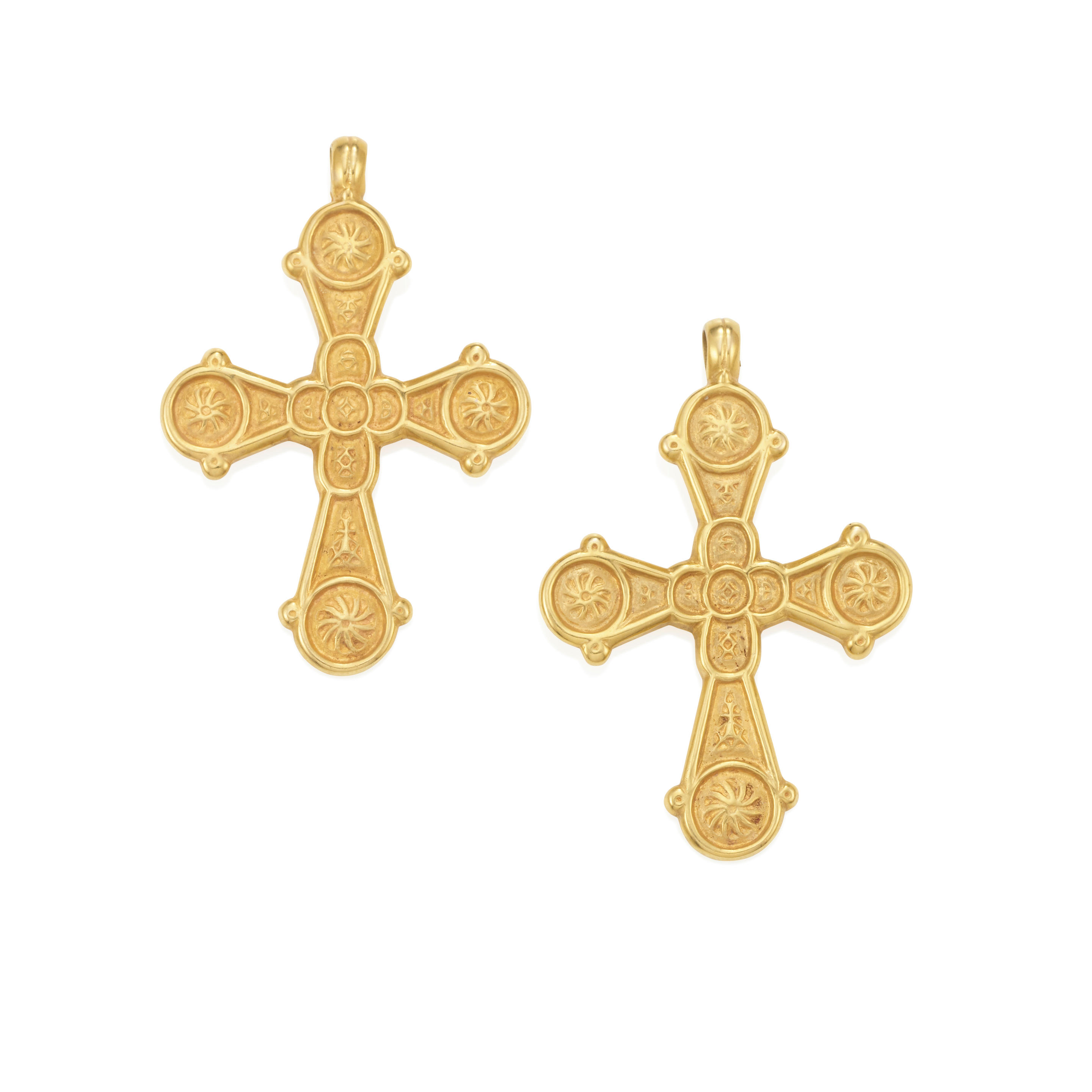 METROPOLITAN MUSEUM OF ART TWO GOLD CROSS PENDANTS Estimated gross