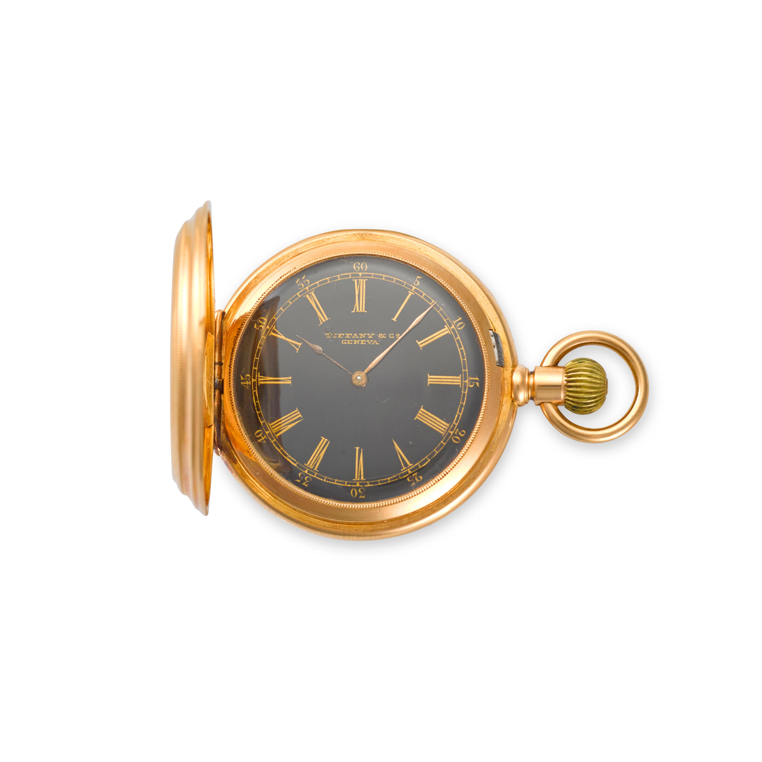 TIFFANY CO GENEVA AN 18K GOLD HUNTER CASED KEYLESS LEVER