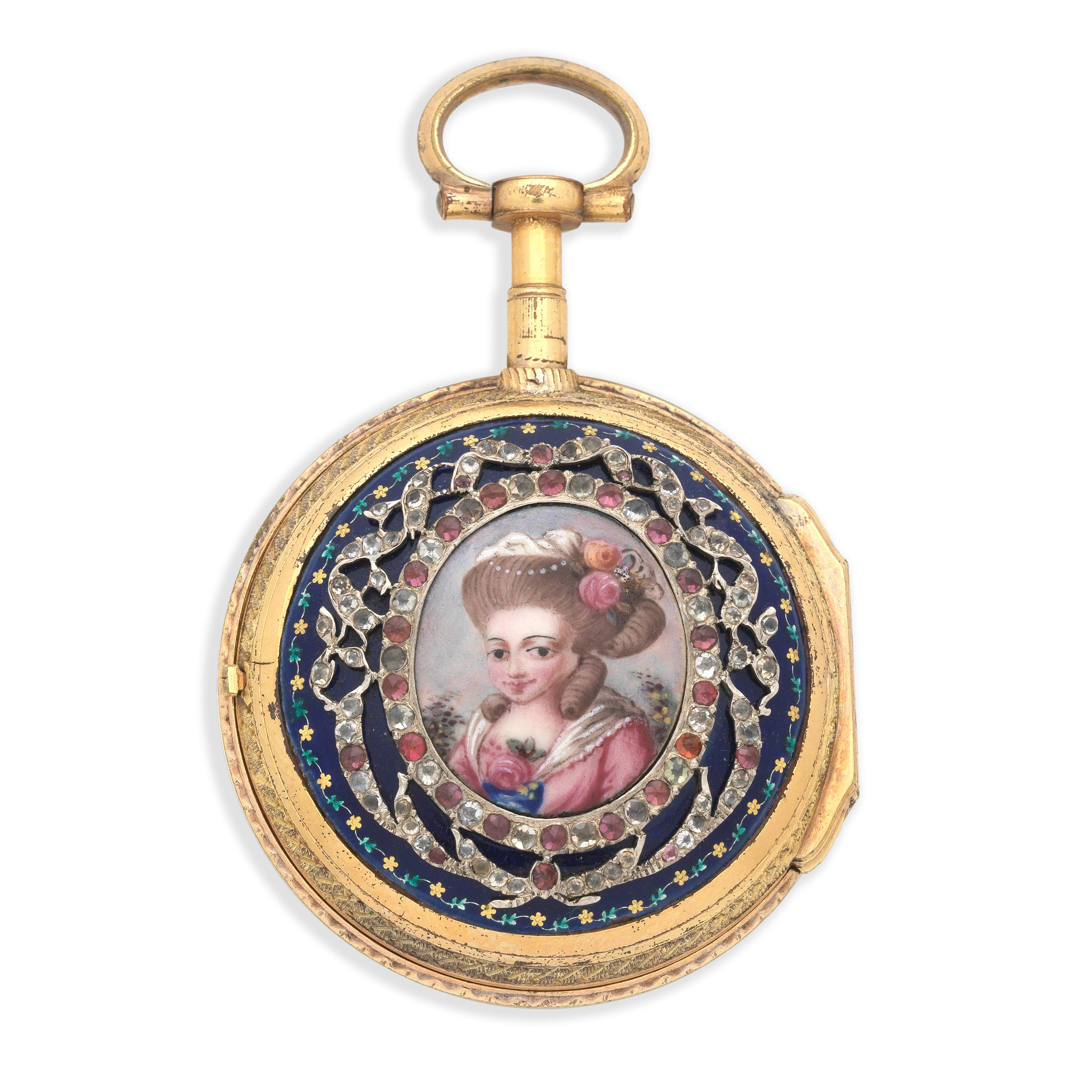 VAUCHER A PARIS A GILT METAL AND HARD STONE SET