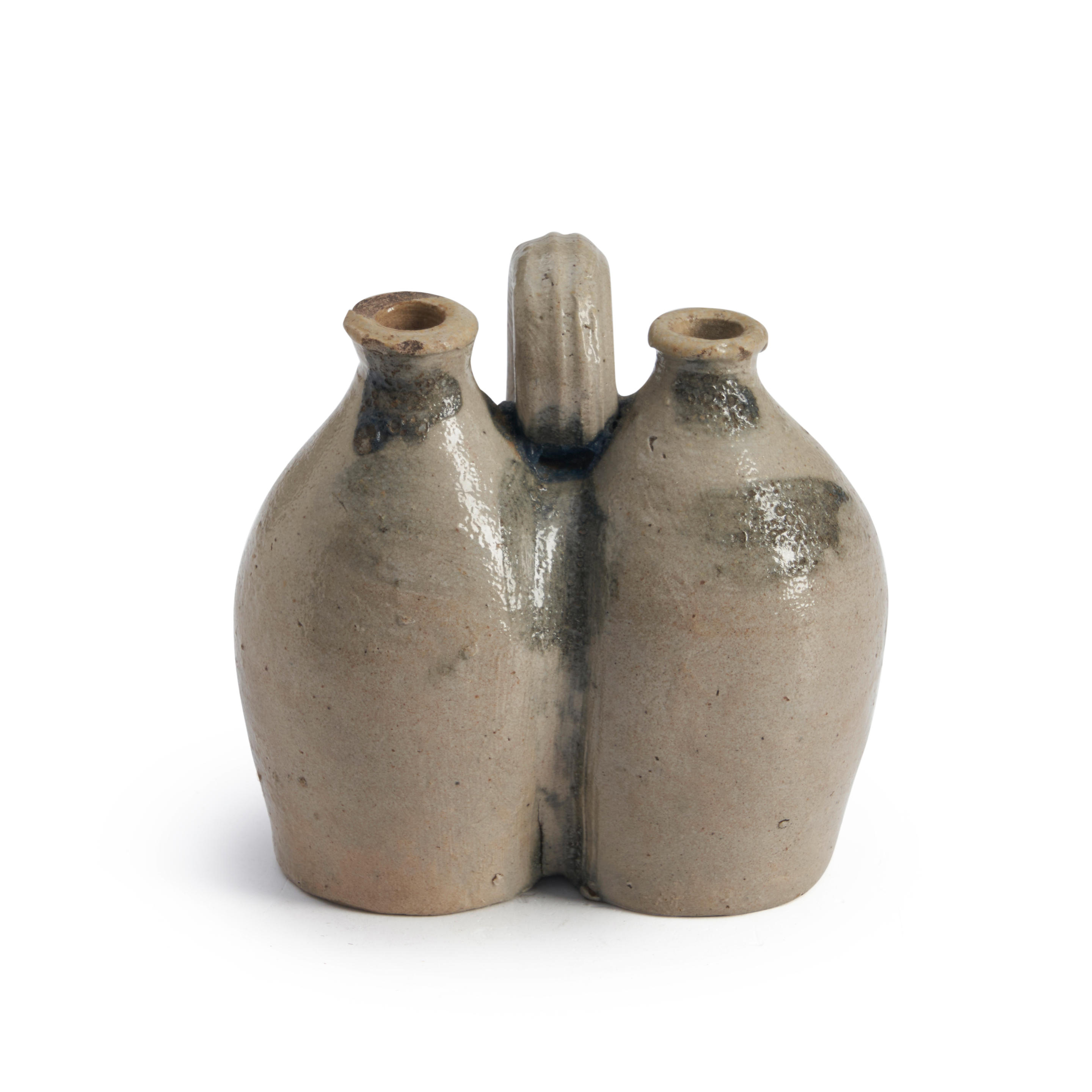 MINIATURE STONEWARE GEMEL FLASK 19th century Cobalt decorated stoneware jugs