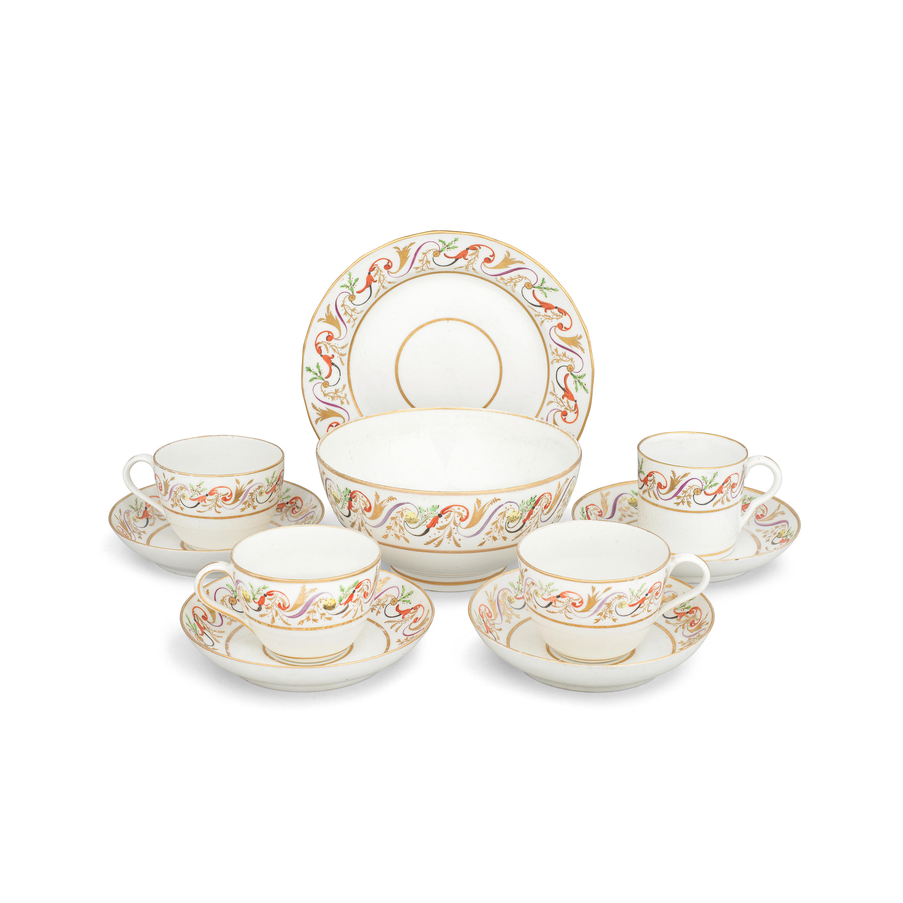 A PINXTON PART TEA AND COFFEE SERVICE CIRCA 1810 Painted