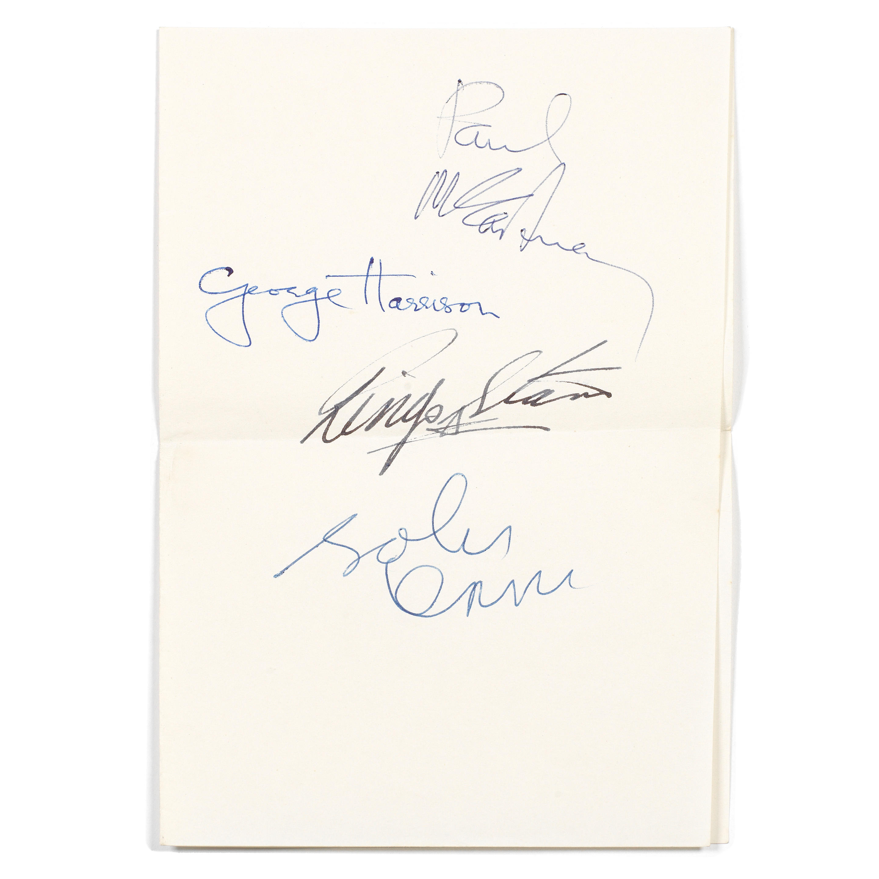 THE BEATLES A GOOD SET OF AUTOGRAPHS OBTAINED DURING THE