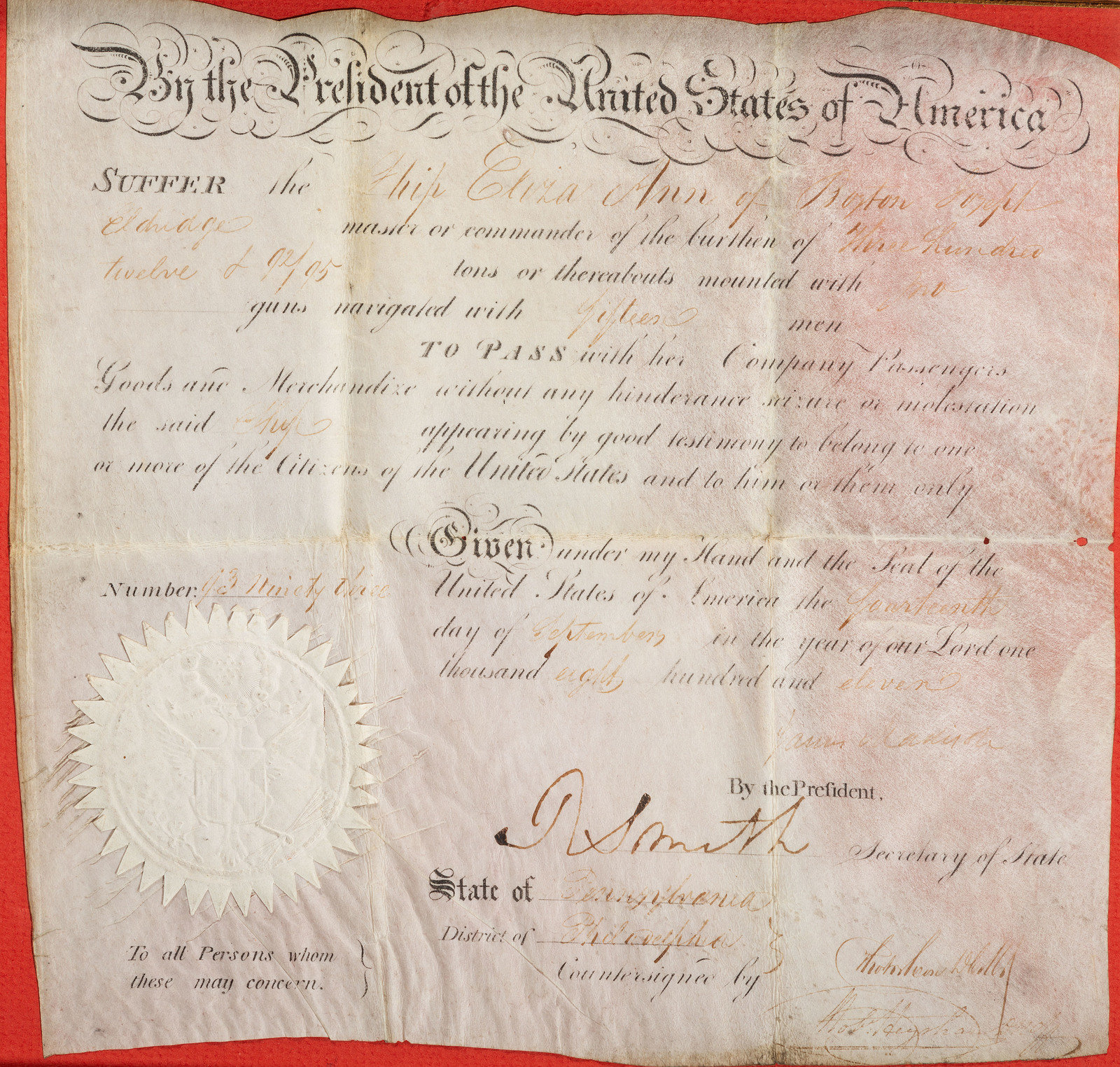 MADISON James 1751 1836 Partially printed appointment signed James Madison