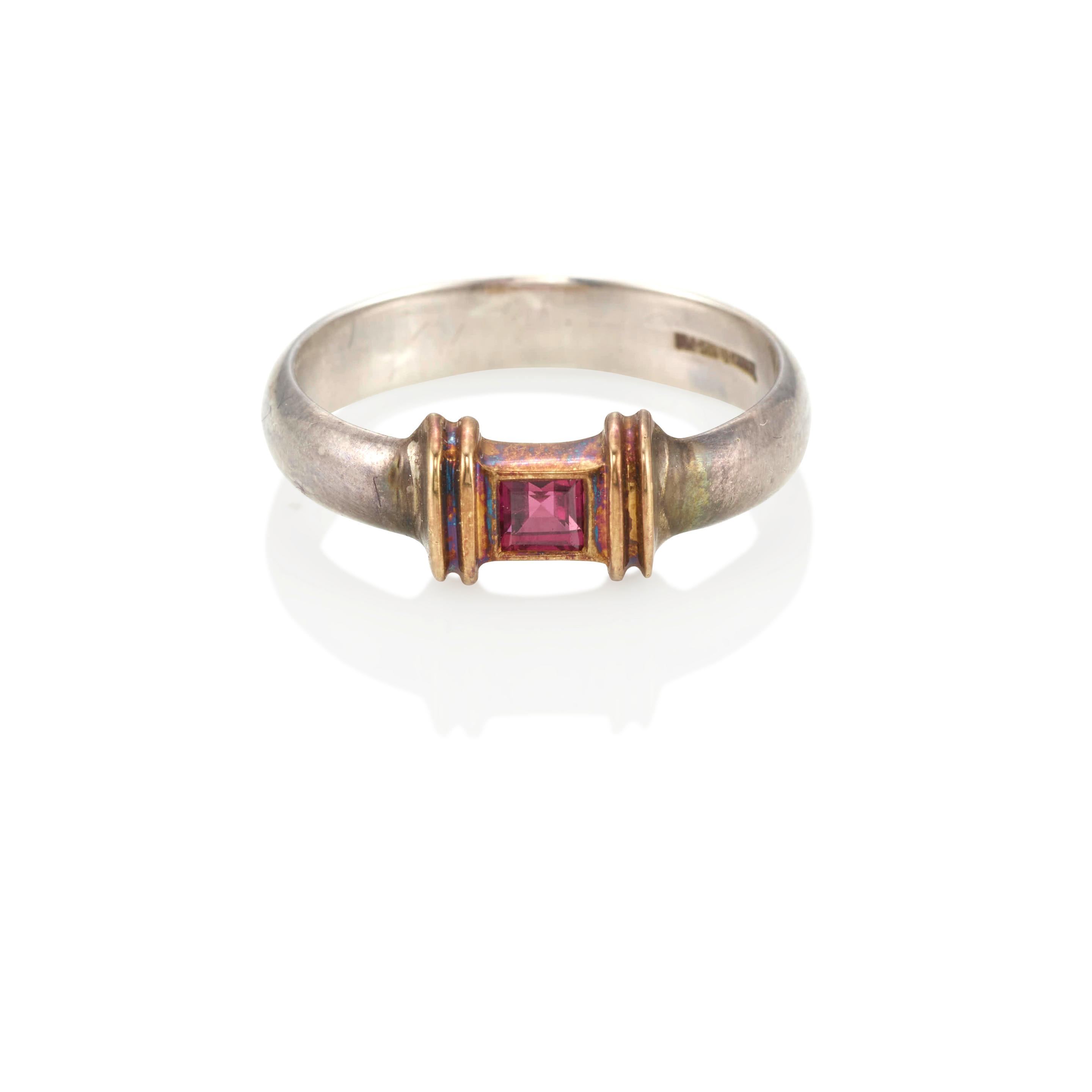 TIFFANY CO A SILVER ROSE GOLD AND RUBY RING Ruby