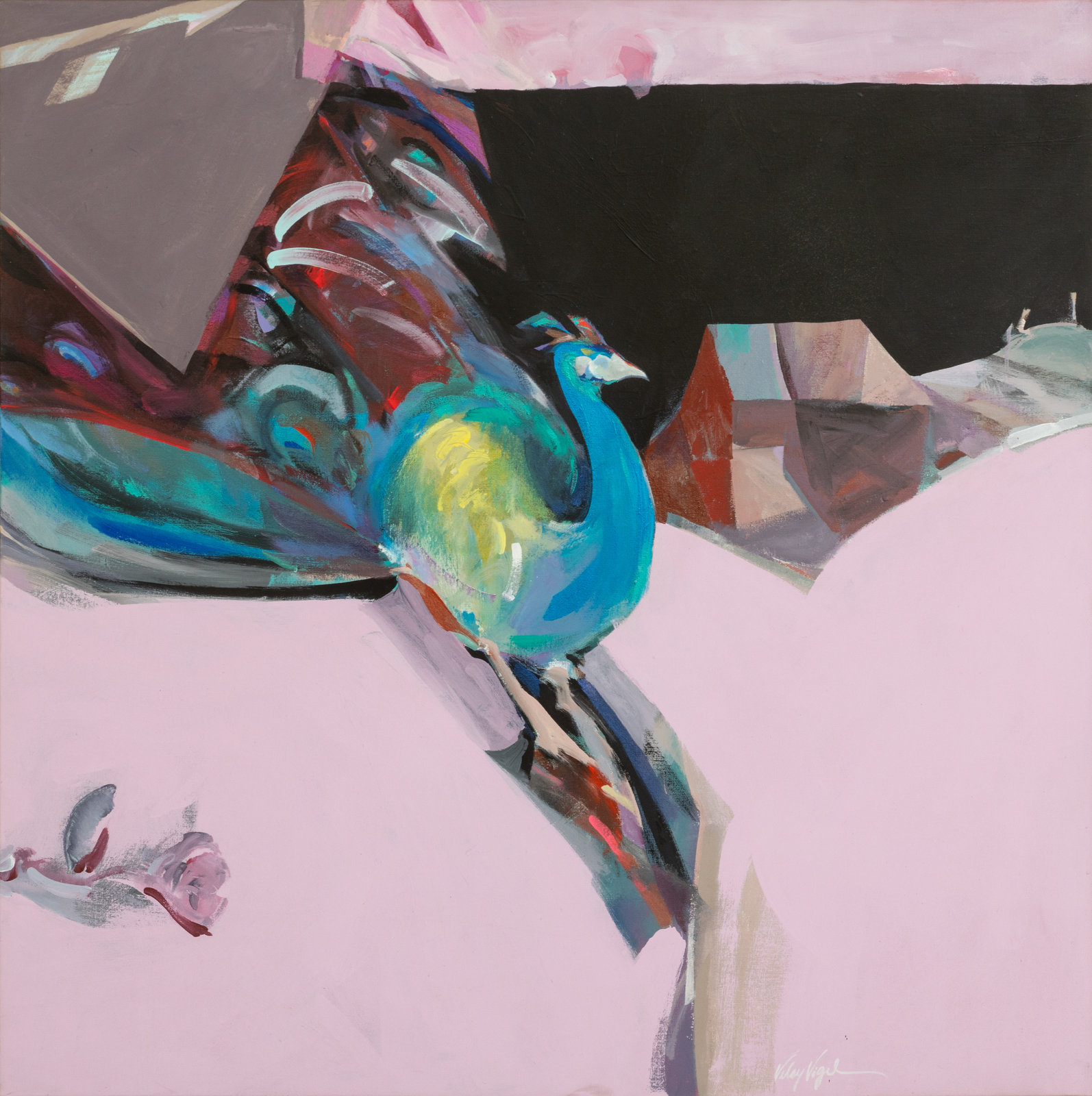 Veloy Vigil American 1931 1997 California Peacock acrylic on canvas
