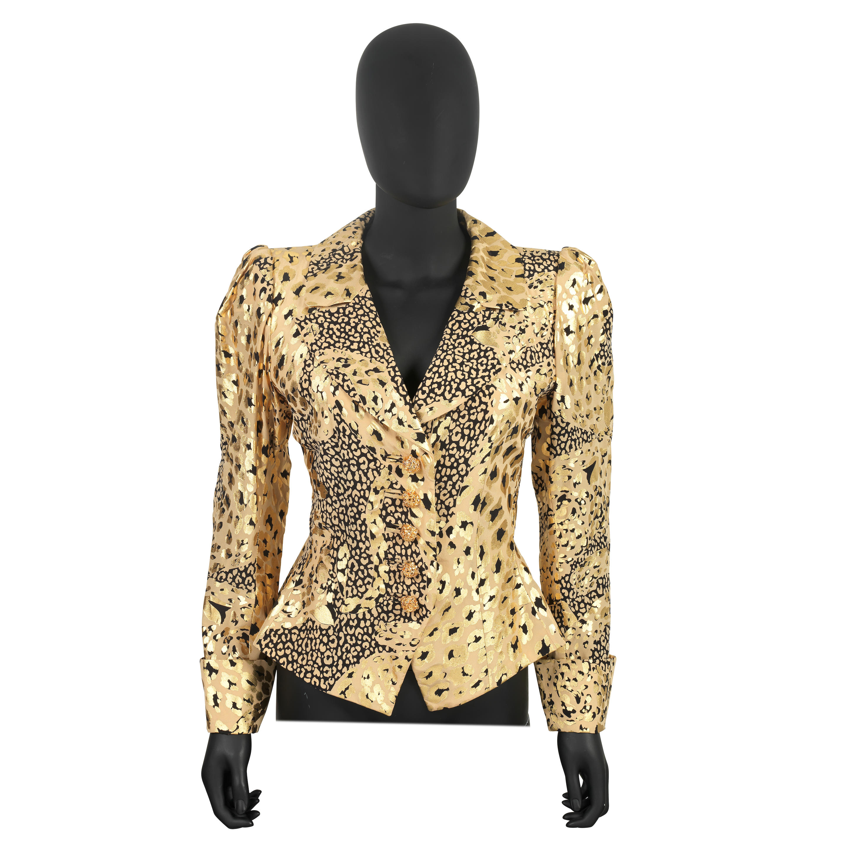 YVES SAINT LAURENT RIVE GAUCHE A Gold Leopard Print Jacket