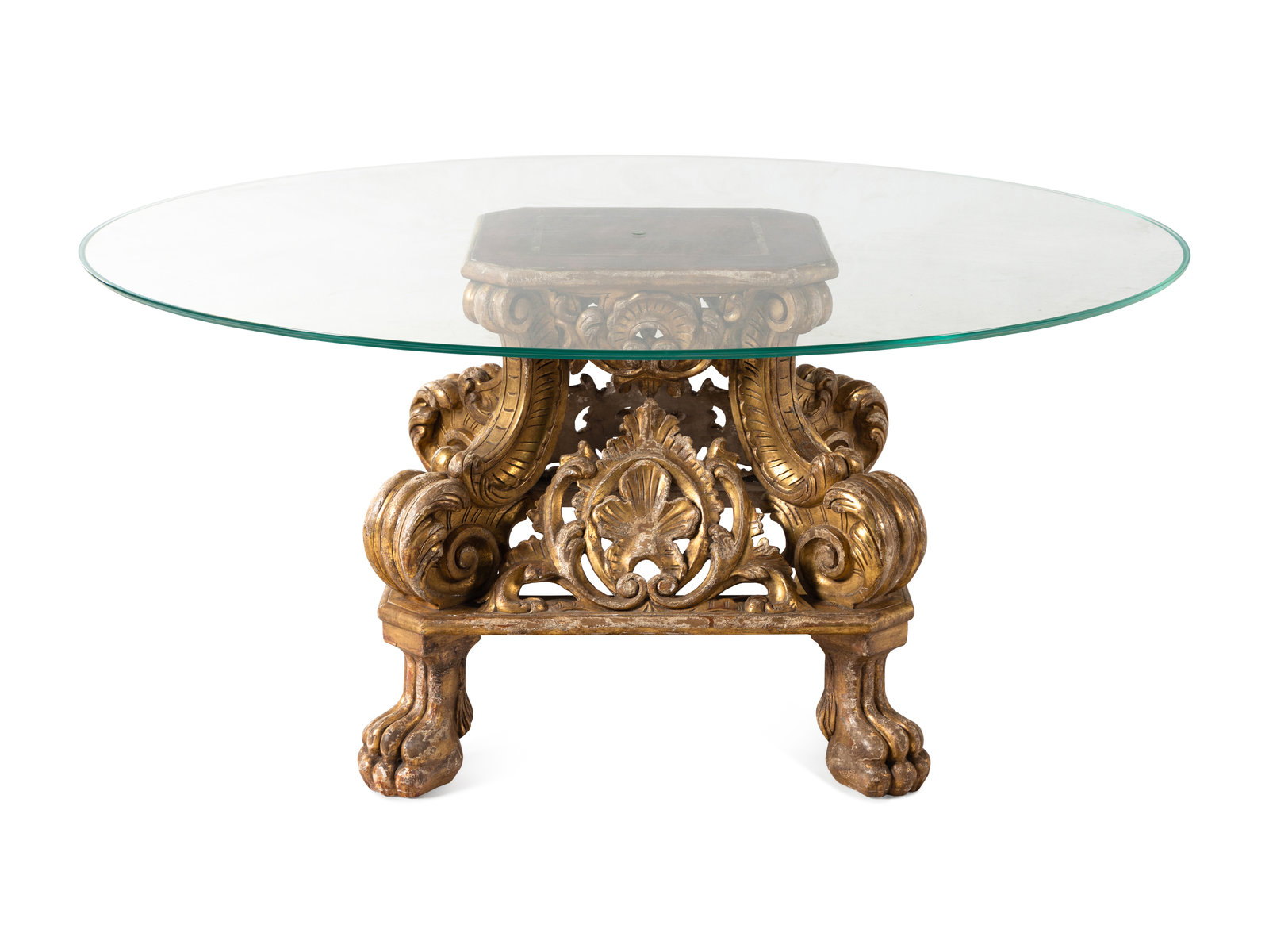 A Continental Giltwood Stand Converted to a Table 19th 20th