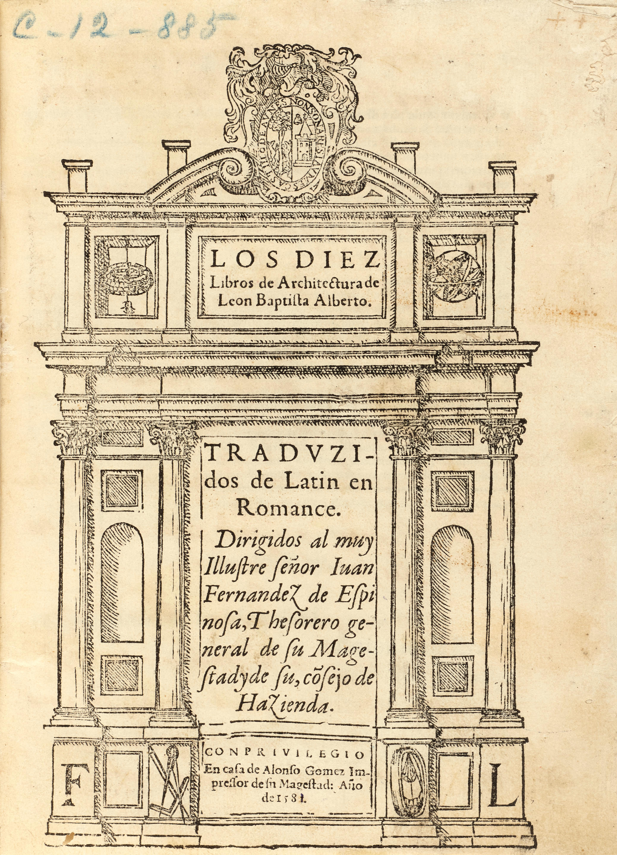 ALBERTI LEON BATTISTA Los diez libros de architectura FIRST SPANISH