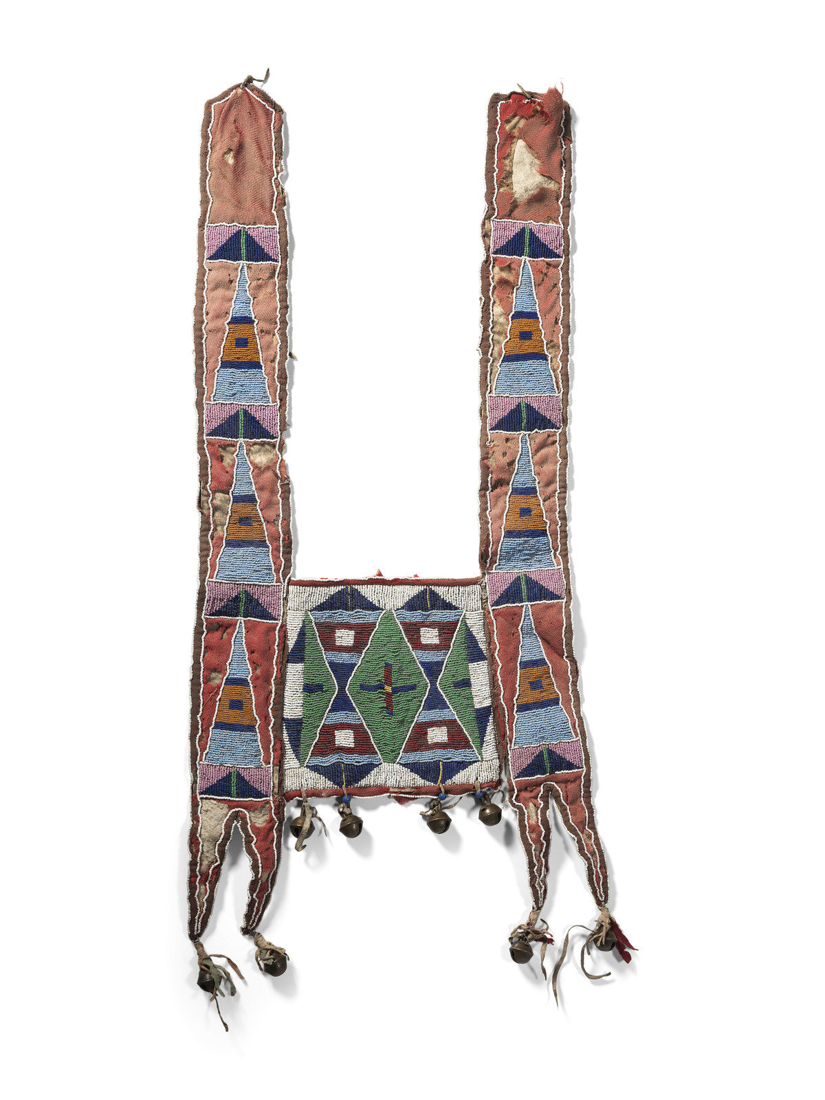 Aps alooke Crow Beaded Hide Martingale ca 1900 thread and