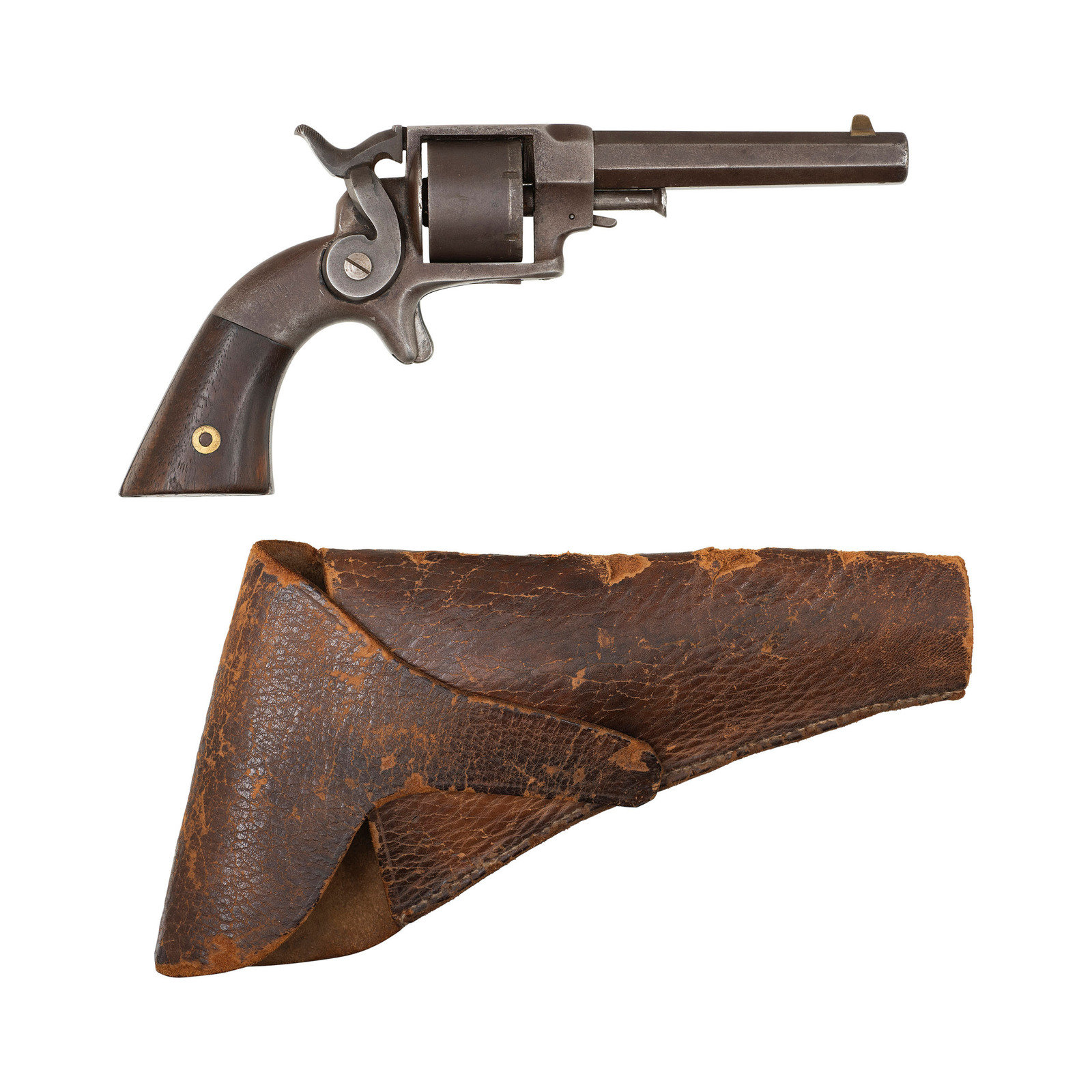 Allen amp Wheelock Sidehammer Pocket Revolver with Holster Identified to