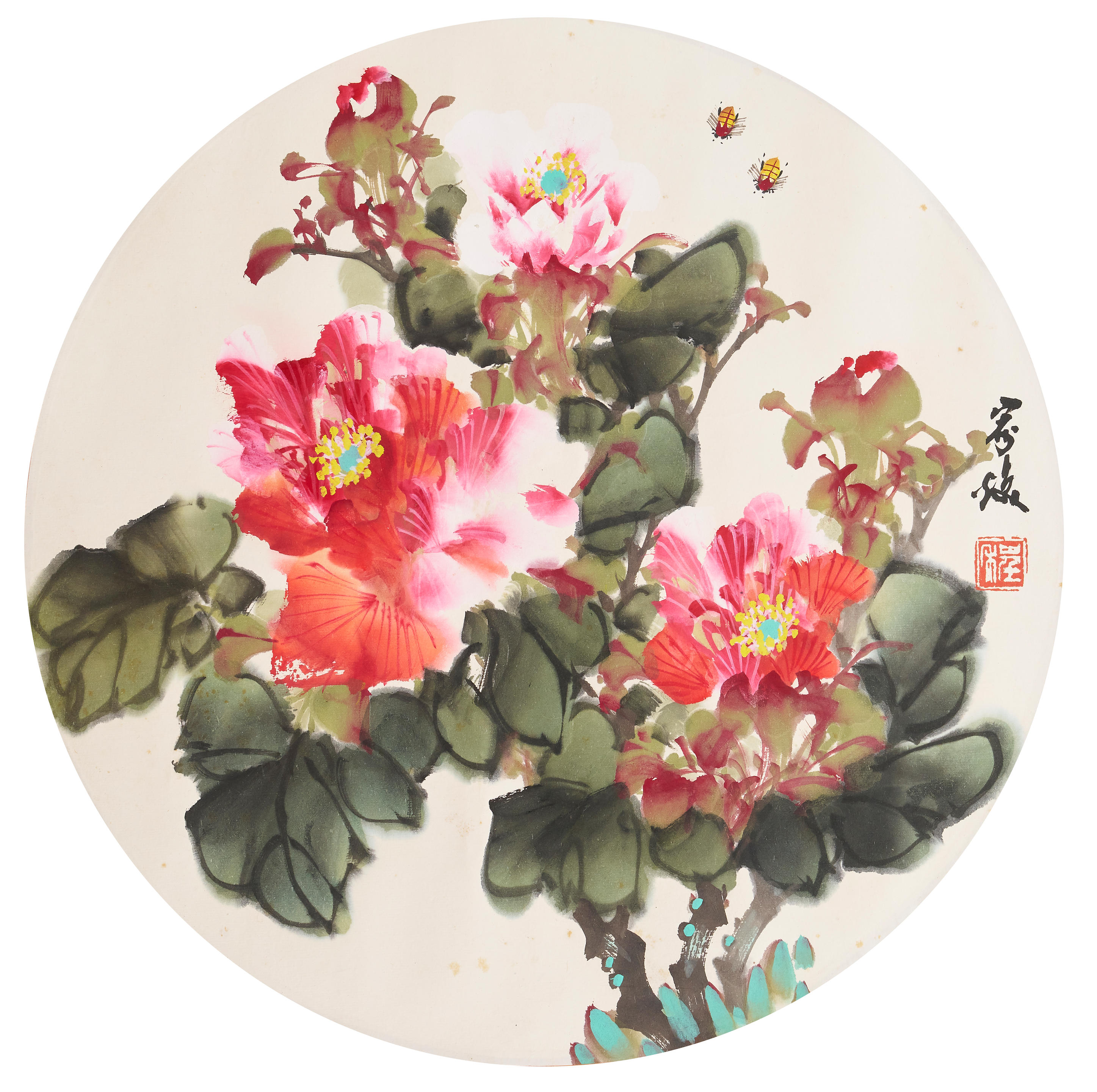 CHENG JIAHUAN 20TH CENTURY Peony Ink and colour on paper