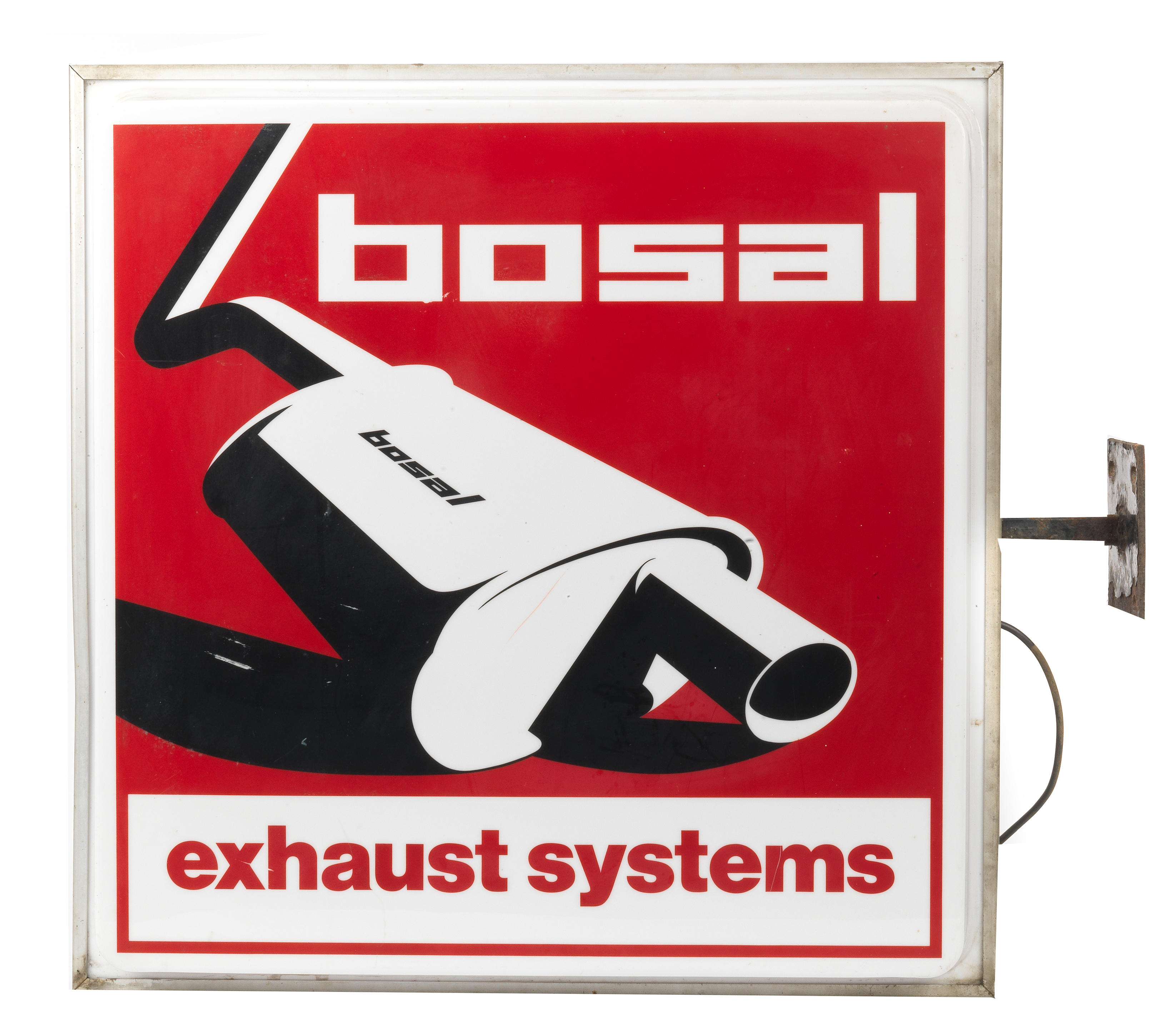 A BOSAL EXHAUST SYSTEMS DOUBLE SIDED ILLUMINATING DEALER S WALL
