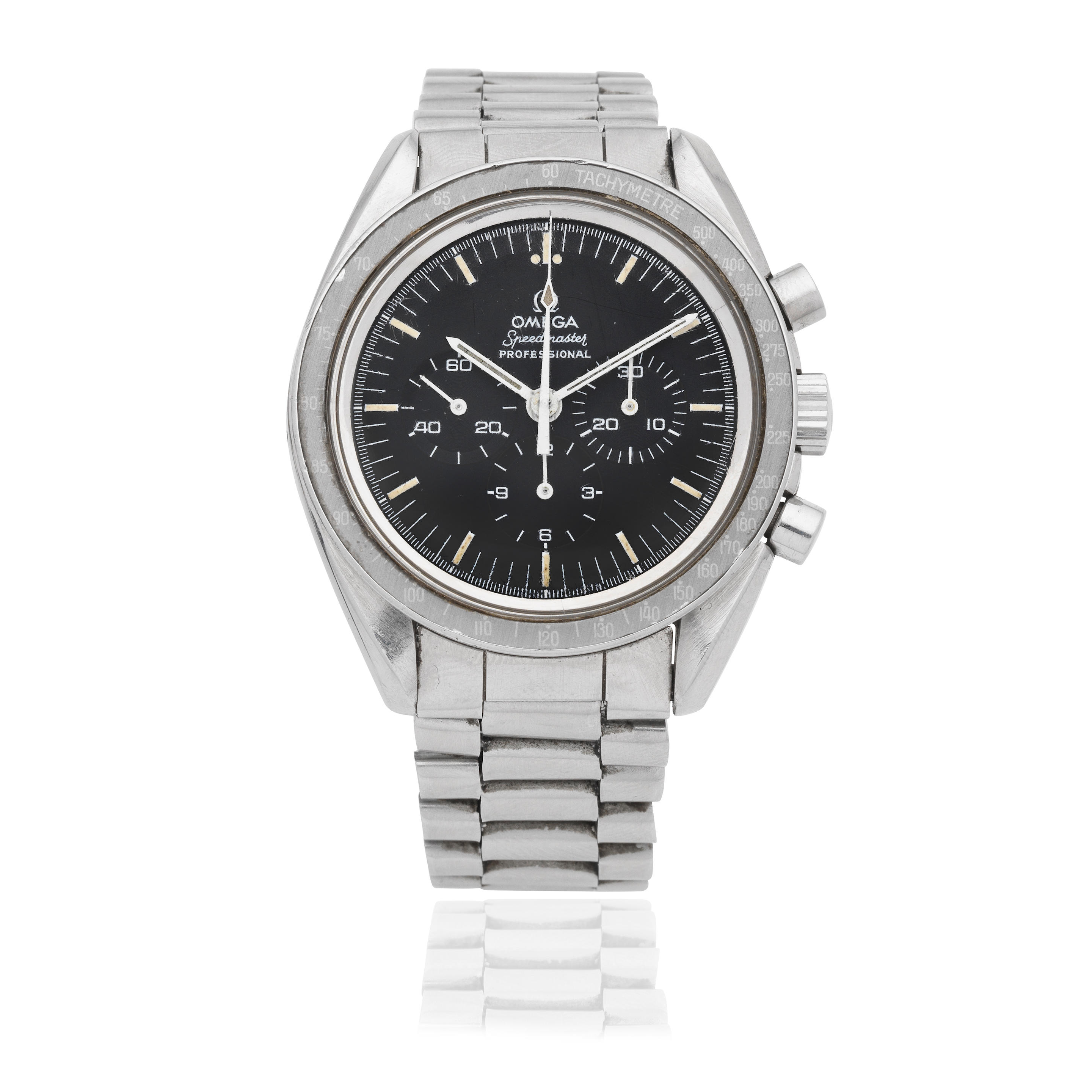 OMEGA A STAINLESS STEEL MANUAL WIND CHRONOGRAPH BRACELET WATCH Model